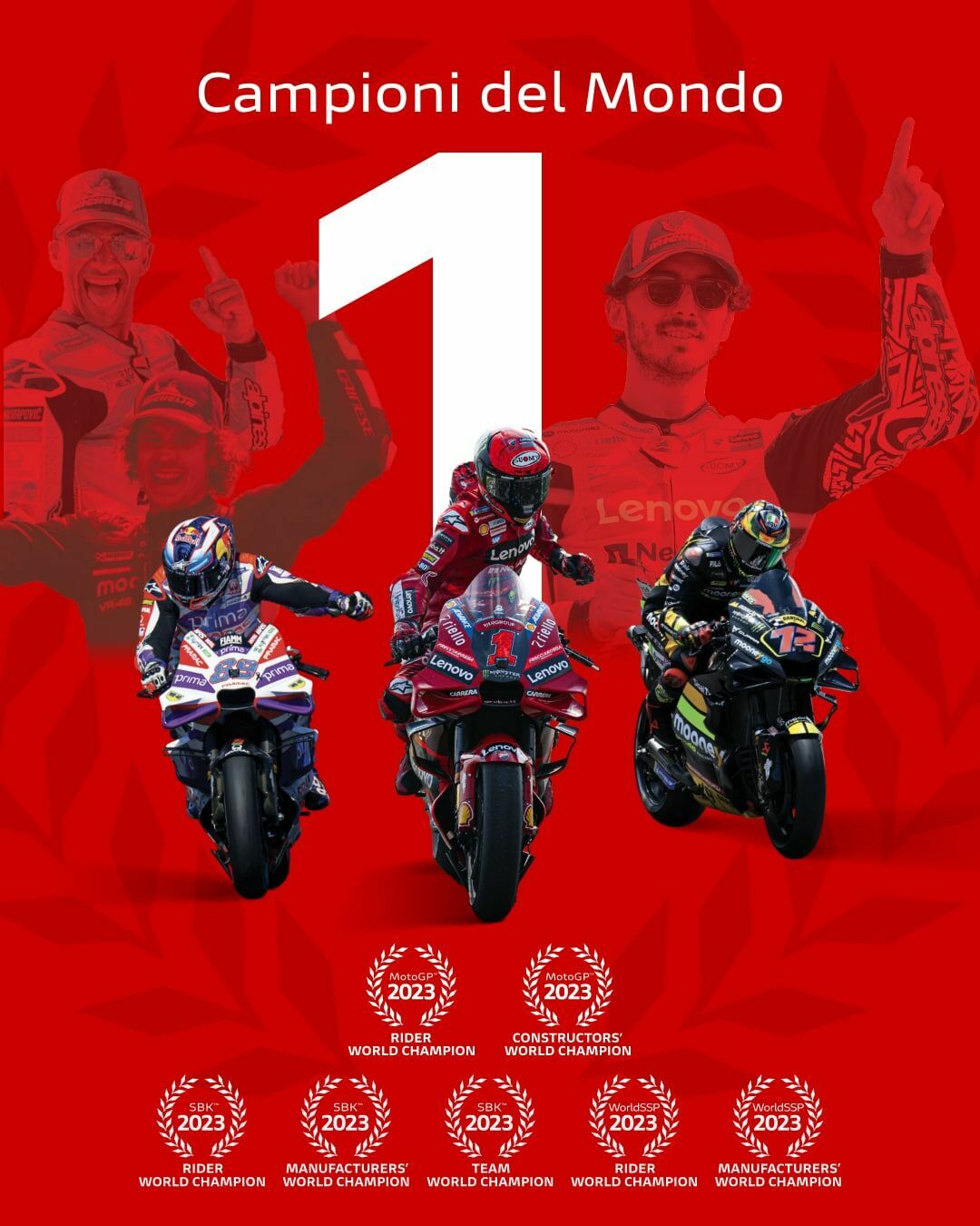 Francesco Bagnaia and Ducati 2023 MotoGP World Champions - Francesco Bagnaia and Ducati 2023 MotoGP World Champions