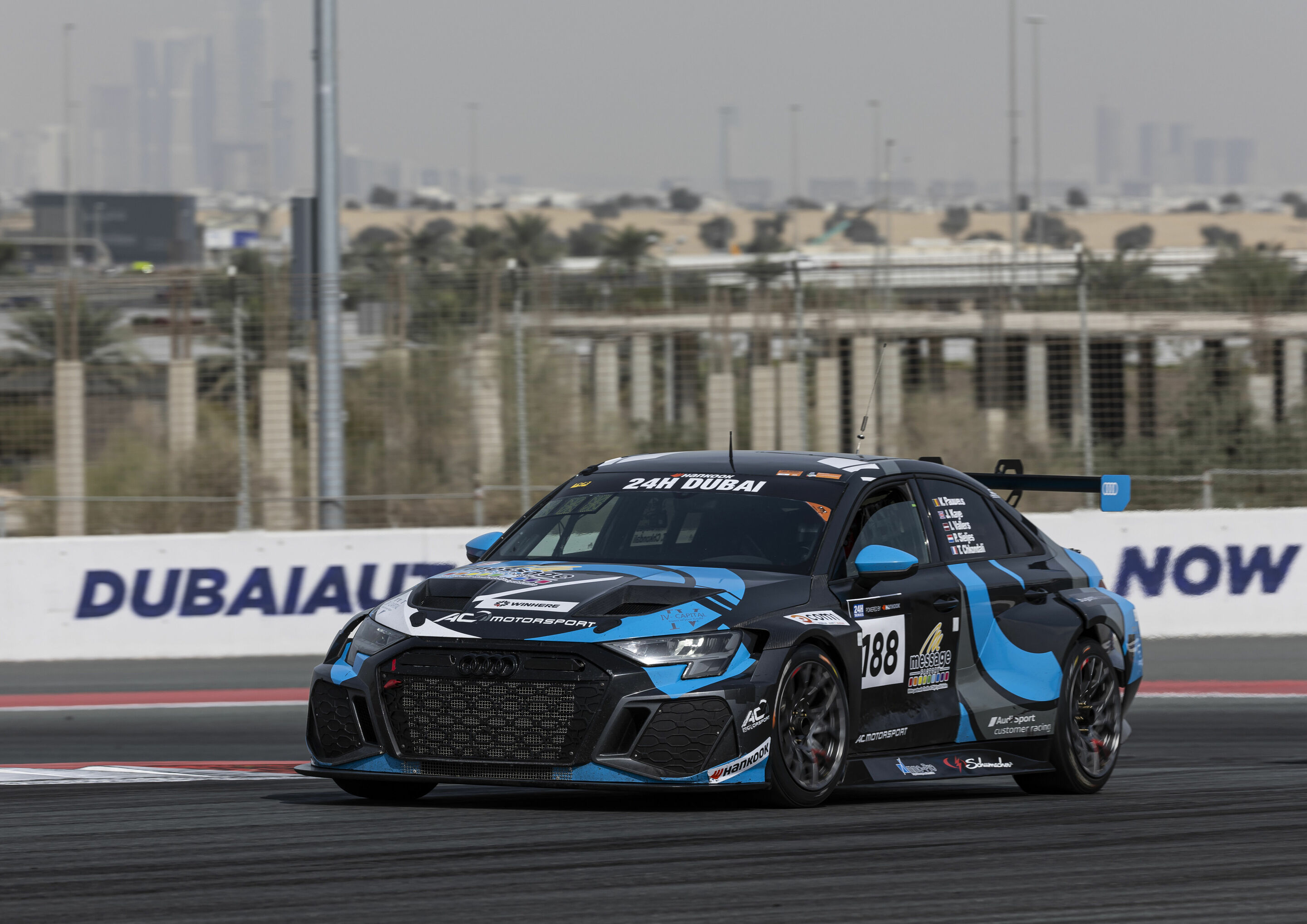 24h Dubai 2024 - Audi RS 3 LMS #188 (AC Motorsport), Thierry Chkondali/James Kaye/Kobe Pauwels/Paul Sieljes/Ivars Vallers