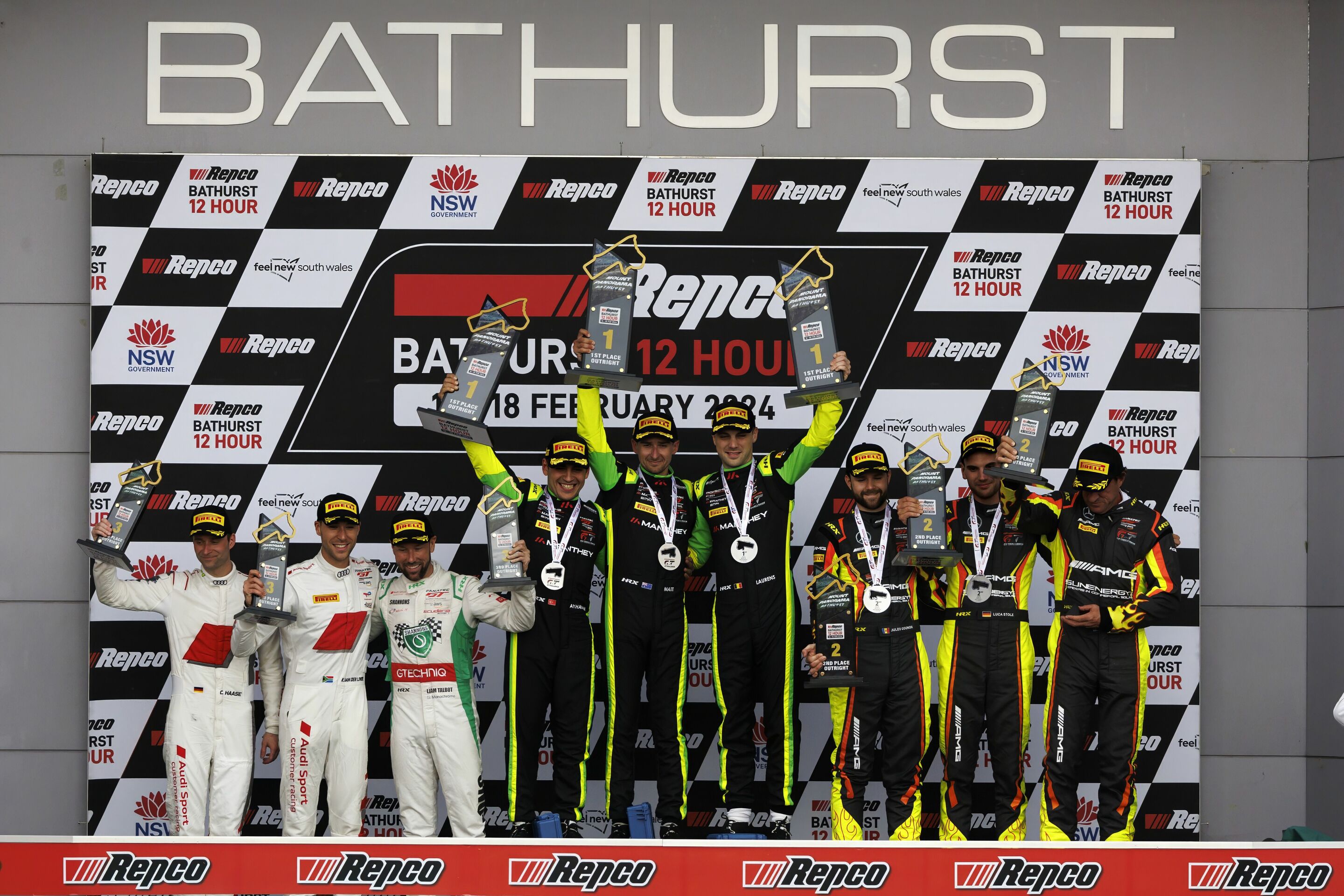 12h Bathurst 2024 - Christopher Haase, Kelvin van der Linde, Liam Talbot, Ayhancan Güven, Matt Campbell, Laurens Vanthoor, Jules Gounon, Luca Stolz, Kenny Habul