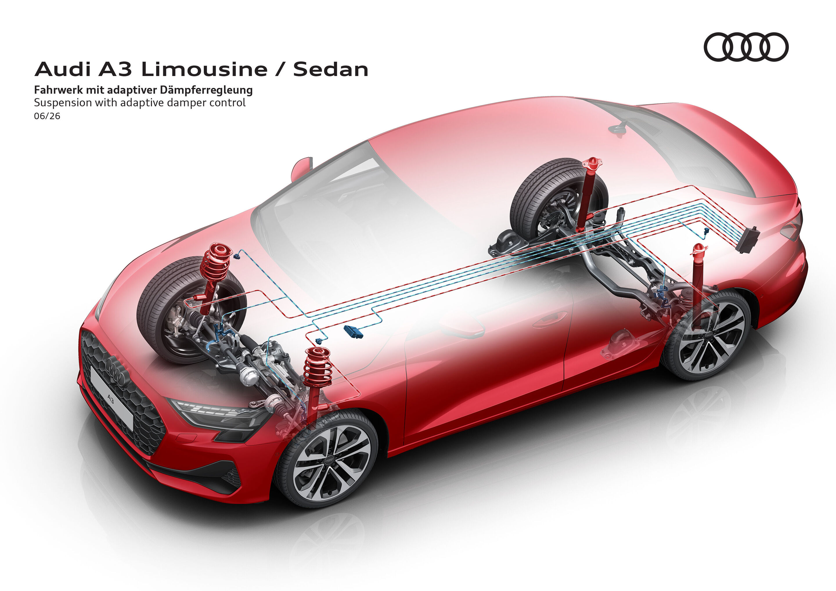 Illustration - Audi A3 Limousine - Fahrwerk mit adaptiver Dämpferregelung