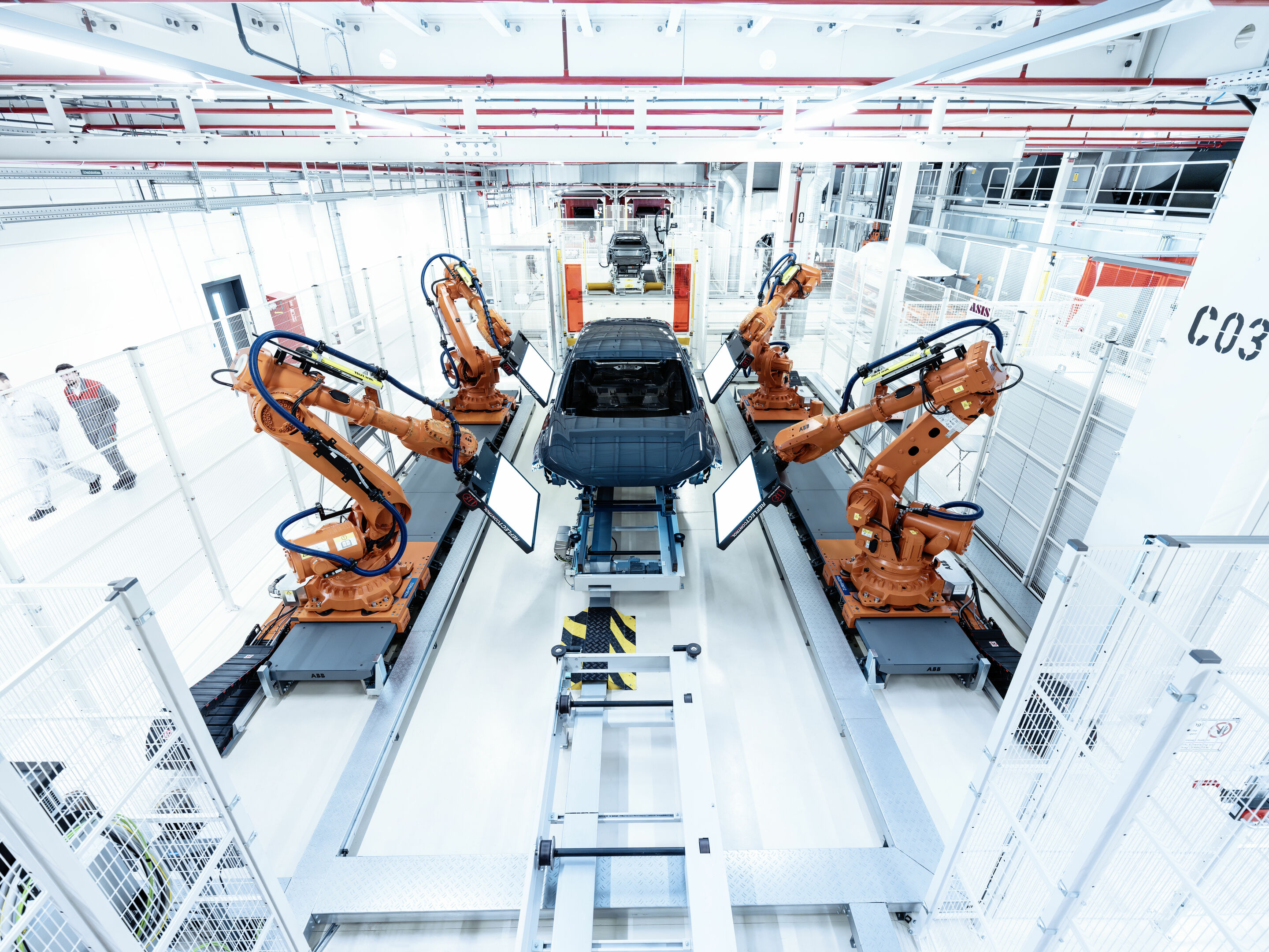 Production Audi Q6 e-tron at the Ingolstadt site - In the paint shop, cameras check the body for dust inclusions.