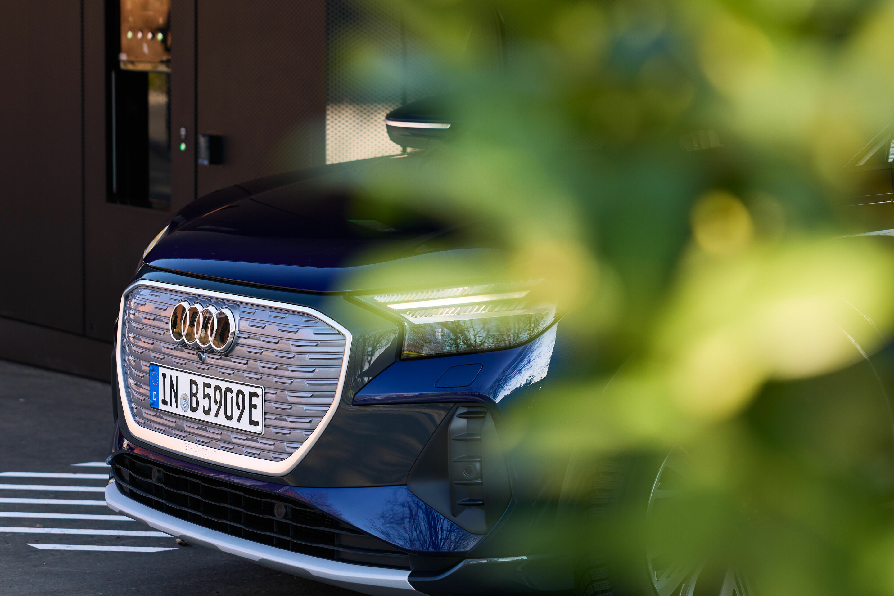 Audi charging hub Frankfurt - An electric vehicle from Audi at the Audi charging hub in Frankfurt, Germany.