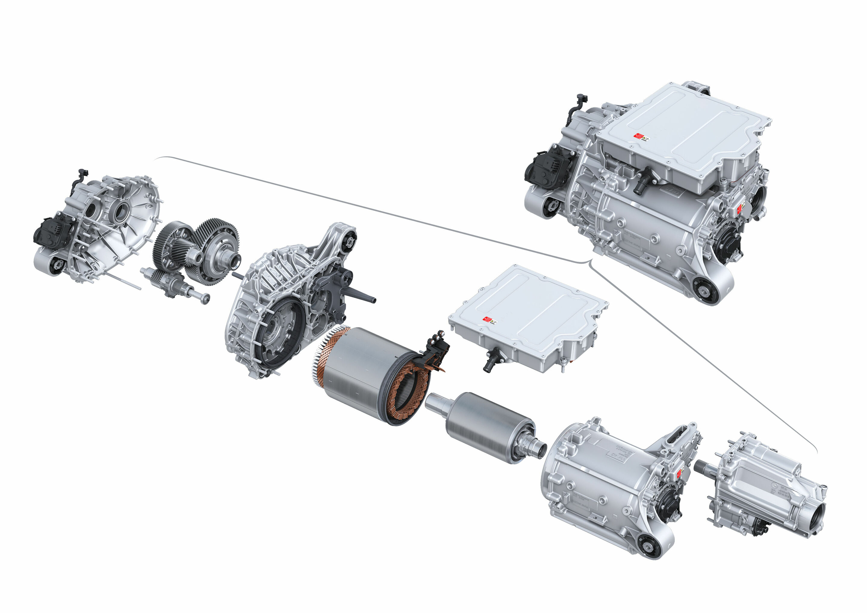 Illustration - Audi Hungaria setzt bei der Produktion von E-Maschinen für die PPE neue Maßstäbe - Die leistungsstarken, kompakten und effizienten Elektromotoren werden im größten Antriebswerk der Welt, im ungarischen Györ gebaut.