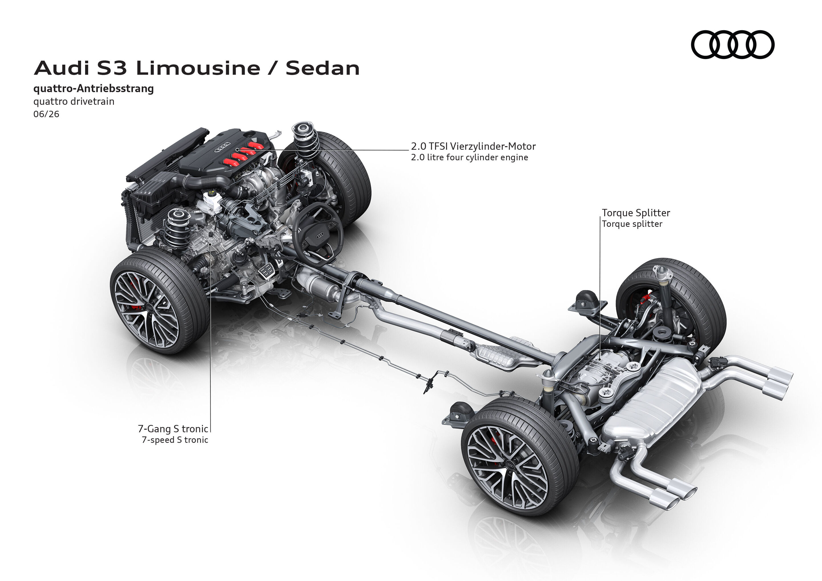 Illustration - Audi S3 Sedan - quattro drivetrain