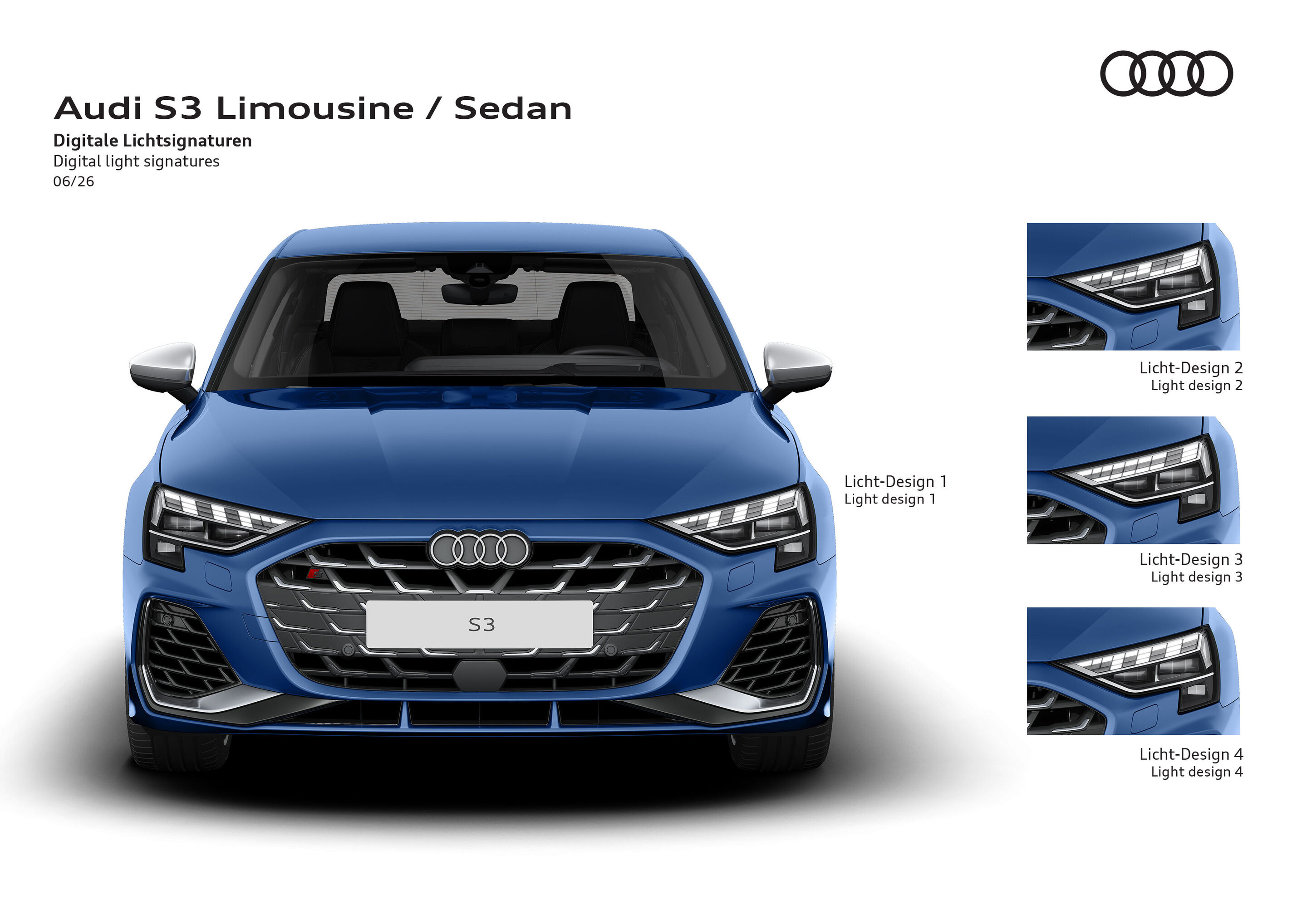 Illustration - Audi S3 Limousine - Digitale Lichtsignaturen
