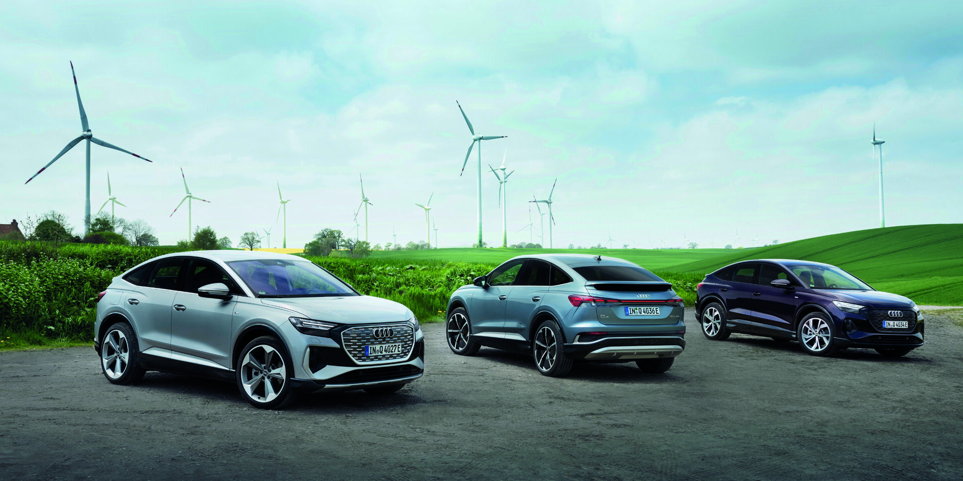 Sustainability - Audi Q4 50 e-tron quattro, Audi Q4 Sportback 50 e-tron quattro, Audi Q4 45 e-tron

Static photo,
Colours: Florett silver metallic, Geyser blue metallic, Aurora violett metallic