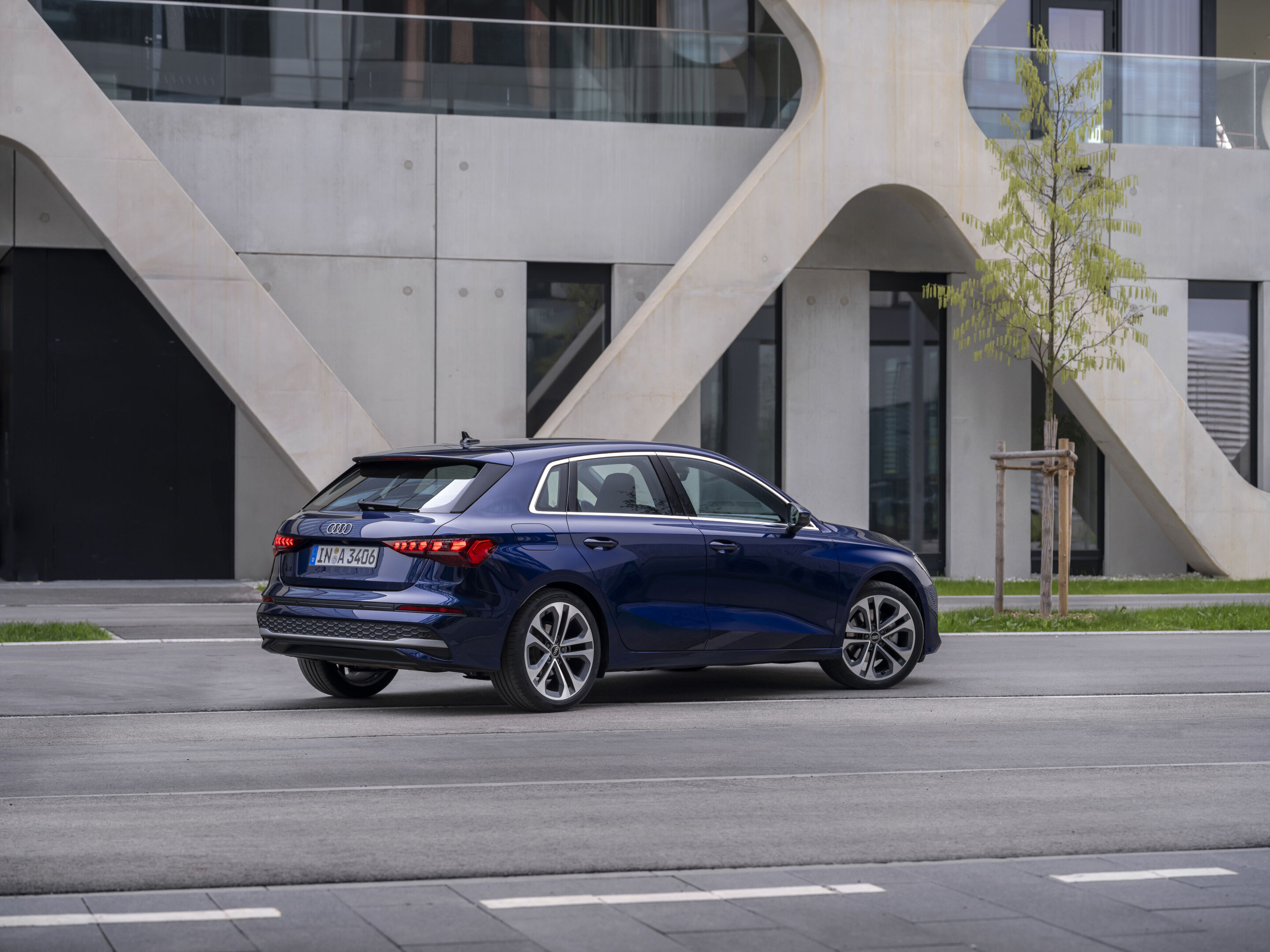 Audi A3 Sportback - Static photo,
Colour: Navarra blue