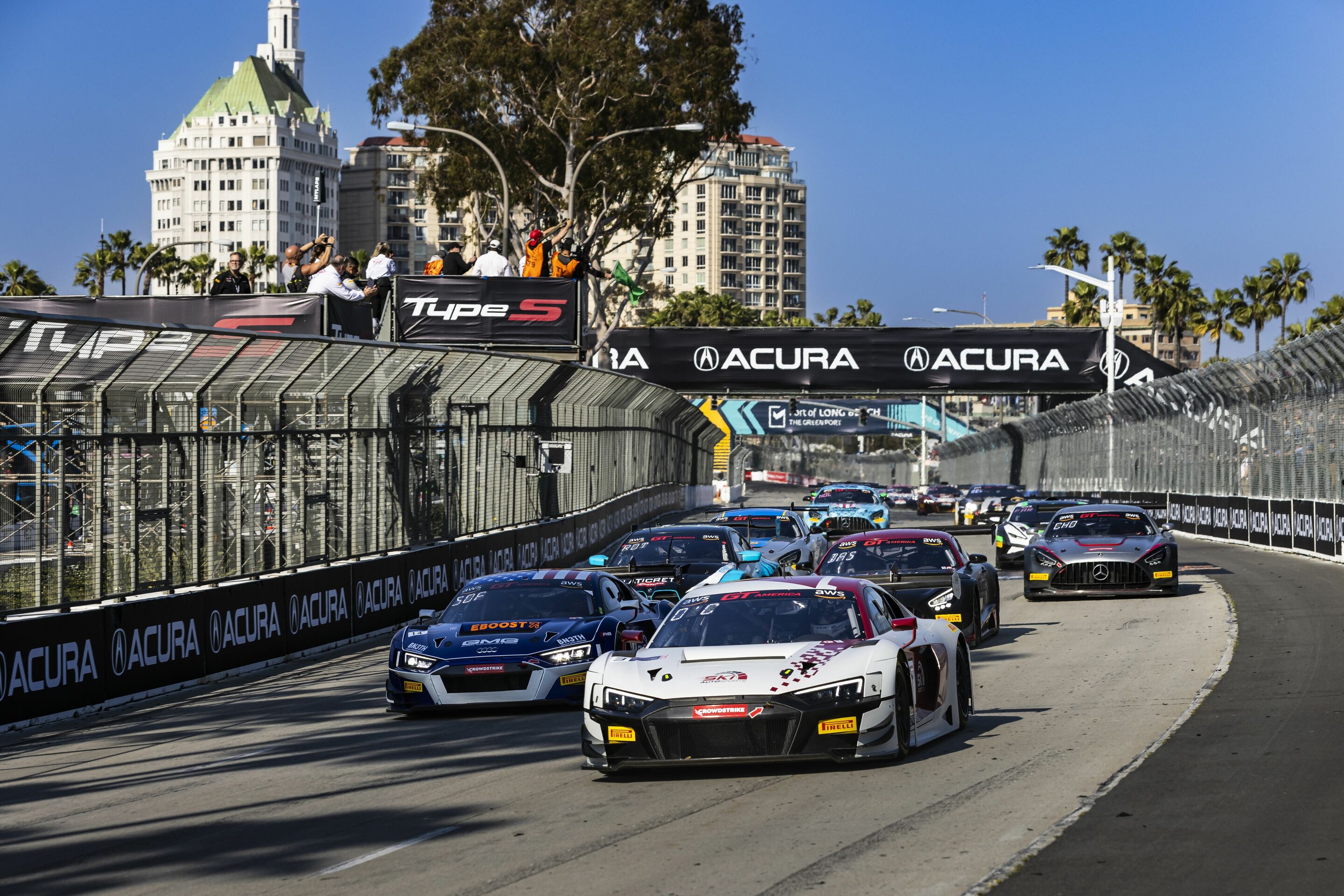 GT America 2024 - Audi R8 LMS #14 (GMG Racing), James Sofronas; Audi R8 LMS #3 (SKI Autosports), Johnny O'Connell