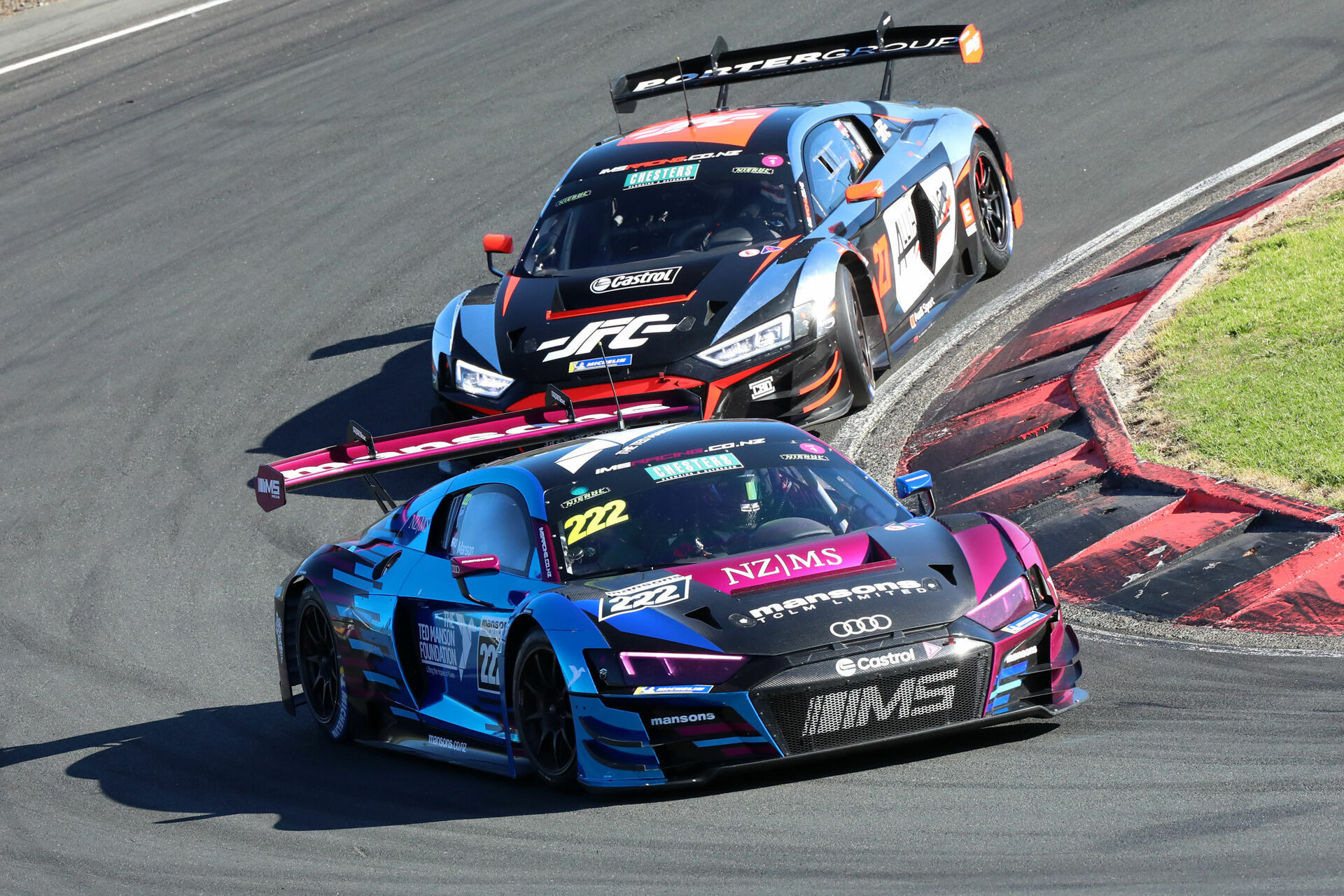 North Island Endurance Series 2024 - Audi R8 LMS #222 (IMS), Luke Manson/James Penrose; Audi R8 LMS #27 (IMS), Sam Fillmore/Jonny Reid
