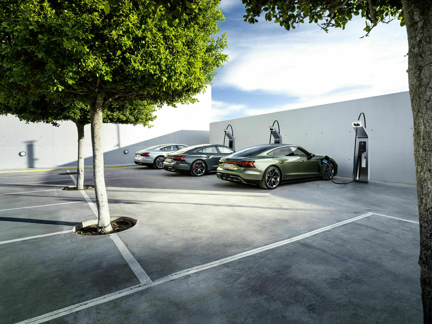 Audi RS e-tron GT performance, The new Audi e-tron GT model family - Static photo,
Audi S e-tron GT, color: Florett silver metallic; Audi RS e-tron GT, color: Nimbus grey perl effect; Audi RS e-tron GT performance, color: Bedford green metallic