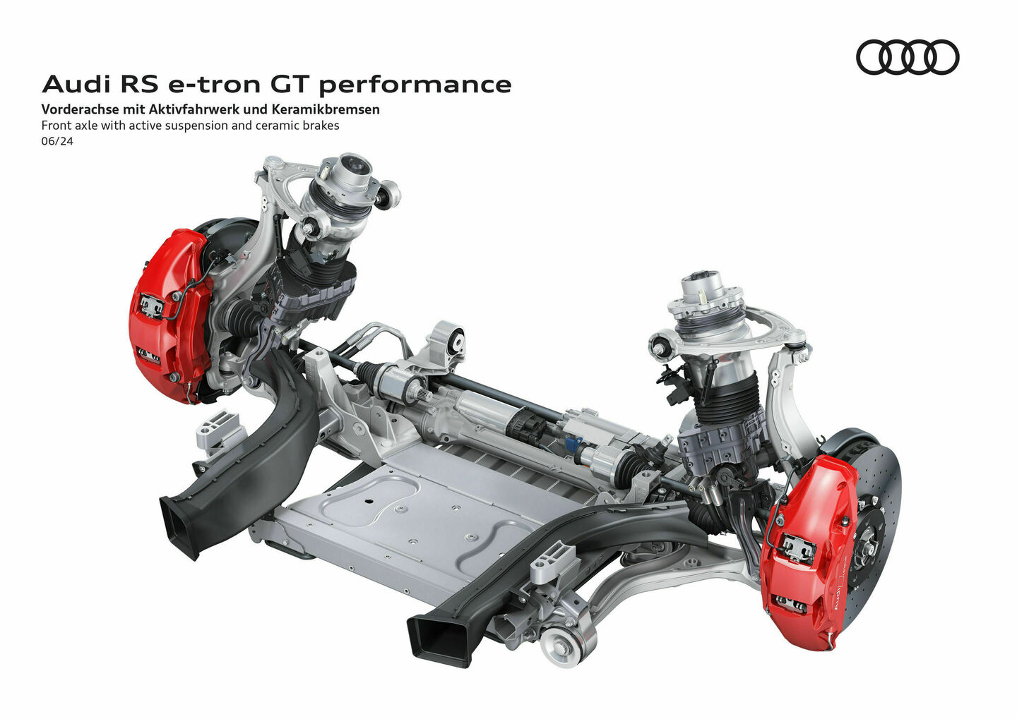 Audi RS e-tron GT performance, Illustration - Audi RS e-tron GT performance - Front axle with active suspension and ceramic brakes
