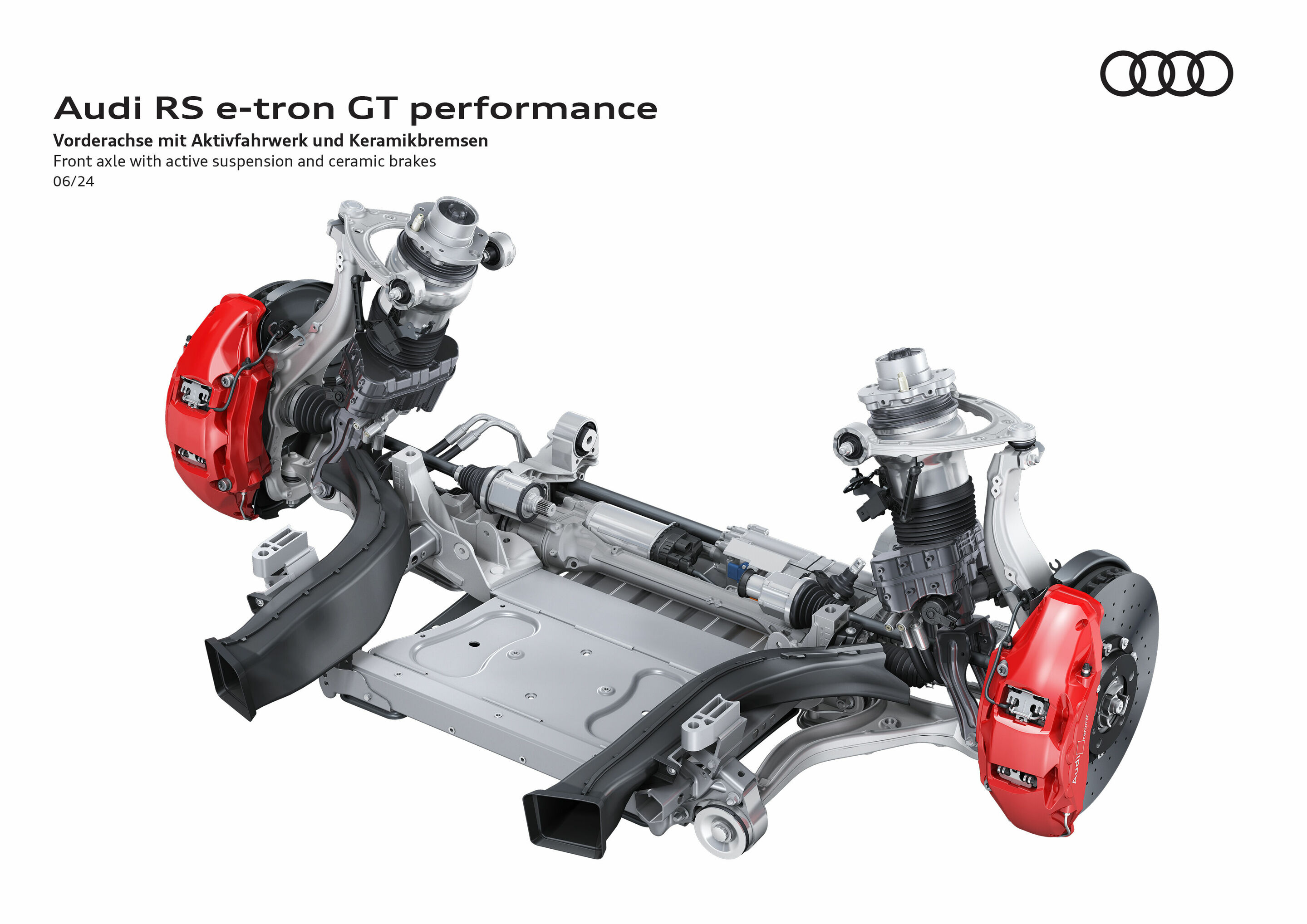 Illustration - Audi RS e-tron GT performance - Vorderachse mit Aktivfahrwerk und Keramikbremsen