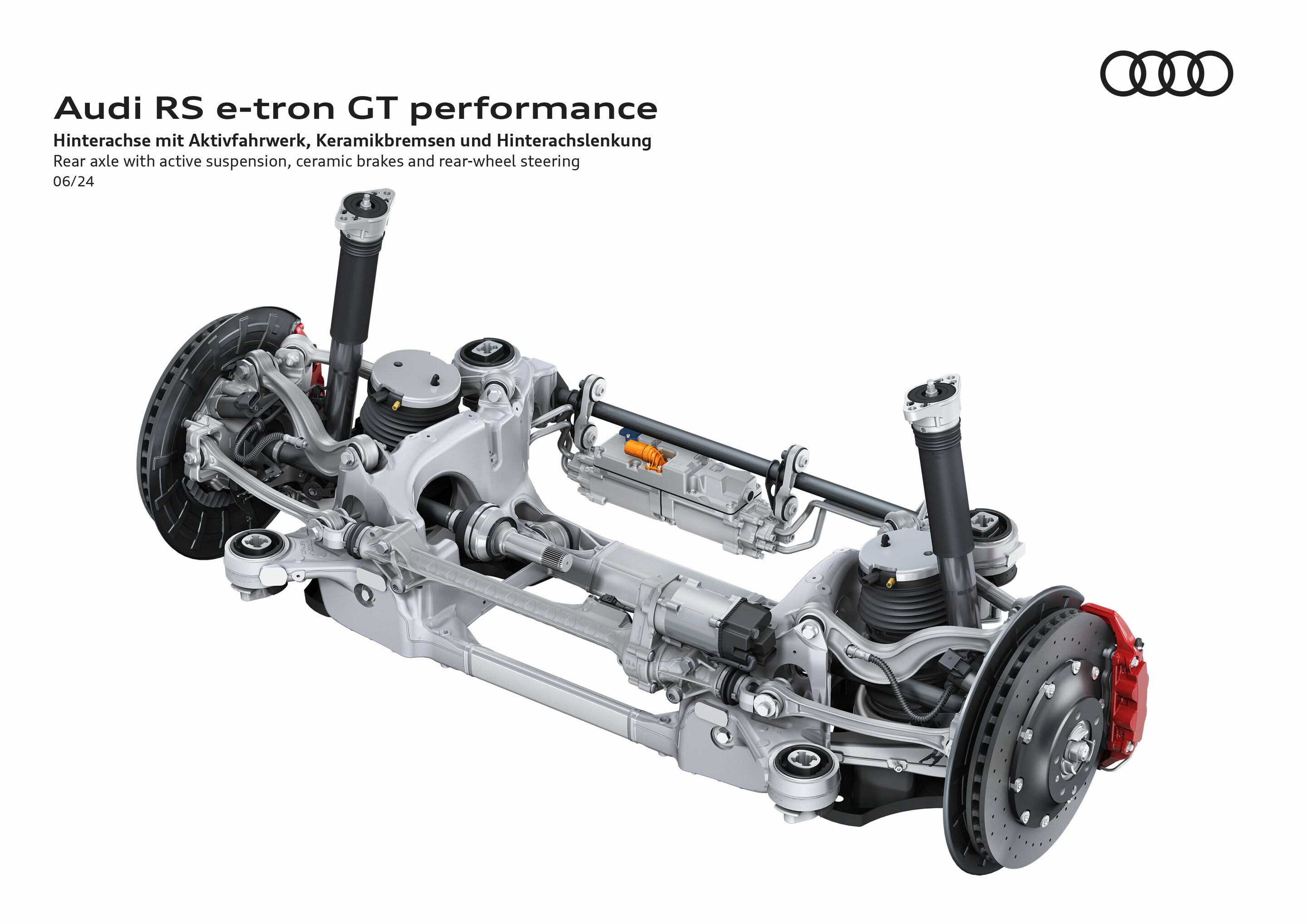 Illustration - Audi RS e-tron GT performance - Rear axle with active suspension, ceramic brakes and rear-wheel steering
