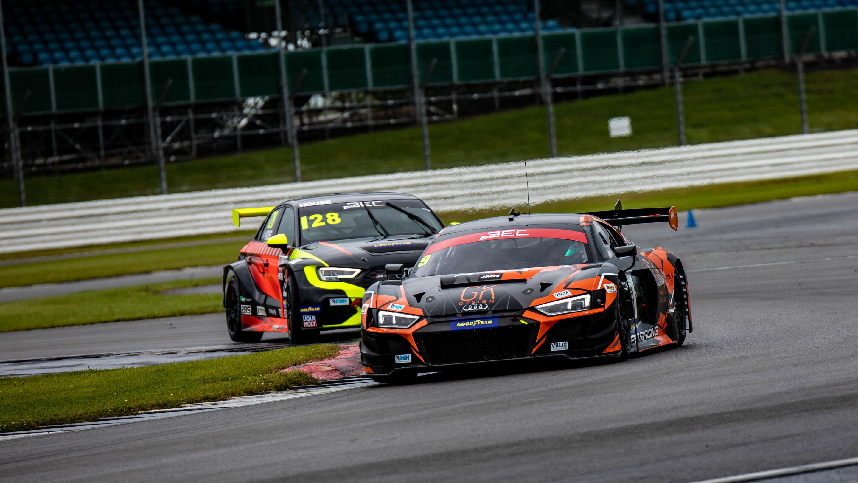 British Endurance Championship 2024 - Audi R8 LMS #9 (PB Racing by JMH), Marcus Clutton/Peter Erceg; Audi RS 3 LMS #128 (JWB Motorsport), Philip House