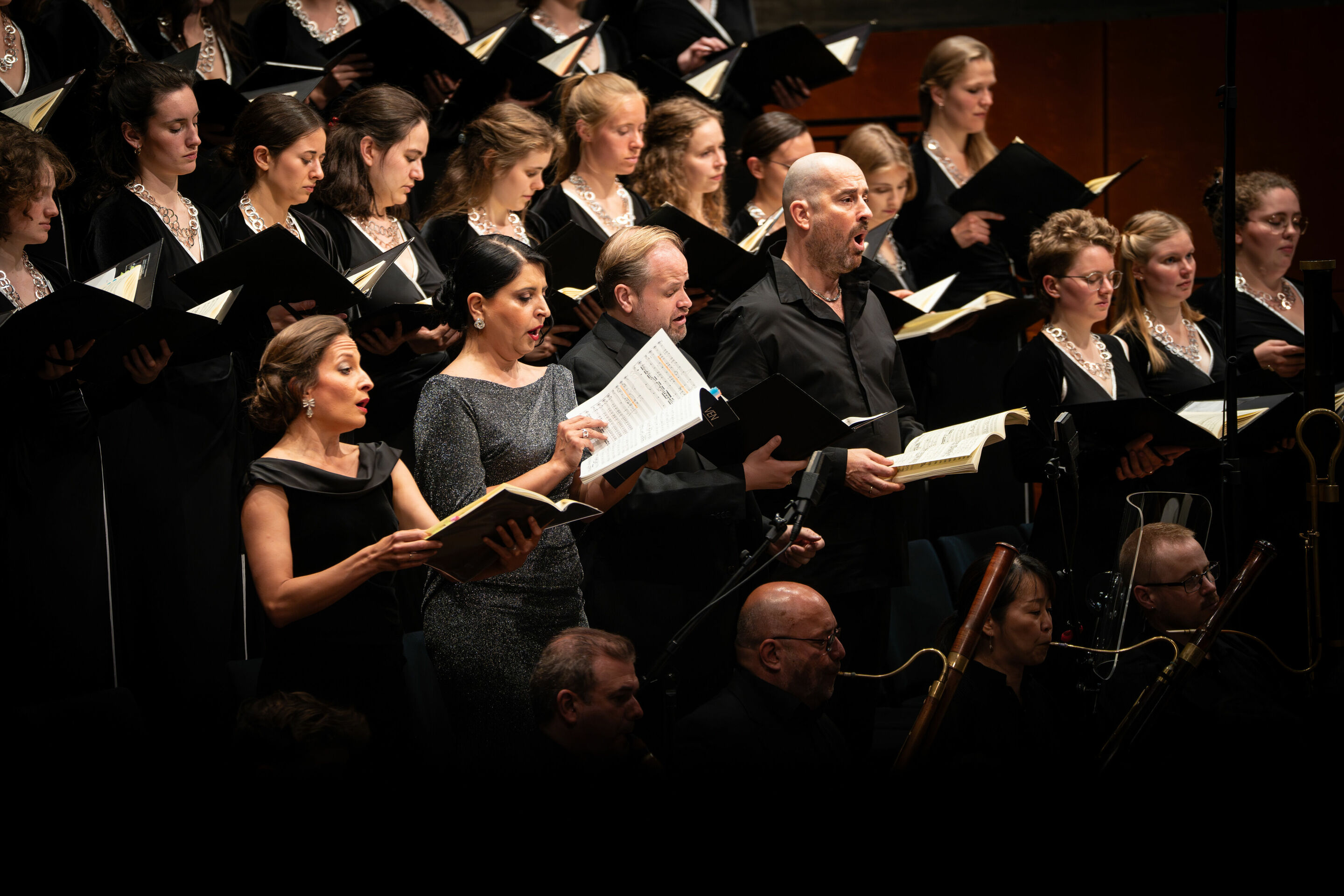 Audi Summer Concerts 2024 - Opening concert with the Audi Young Persons’ Choral Academy. The four soloists (from left to right) Christiane Karg (soprano), Varduhi Abrahamyan (alto), Benjamin Bruns (tenor) and Johannes Weisser (bass)