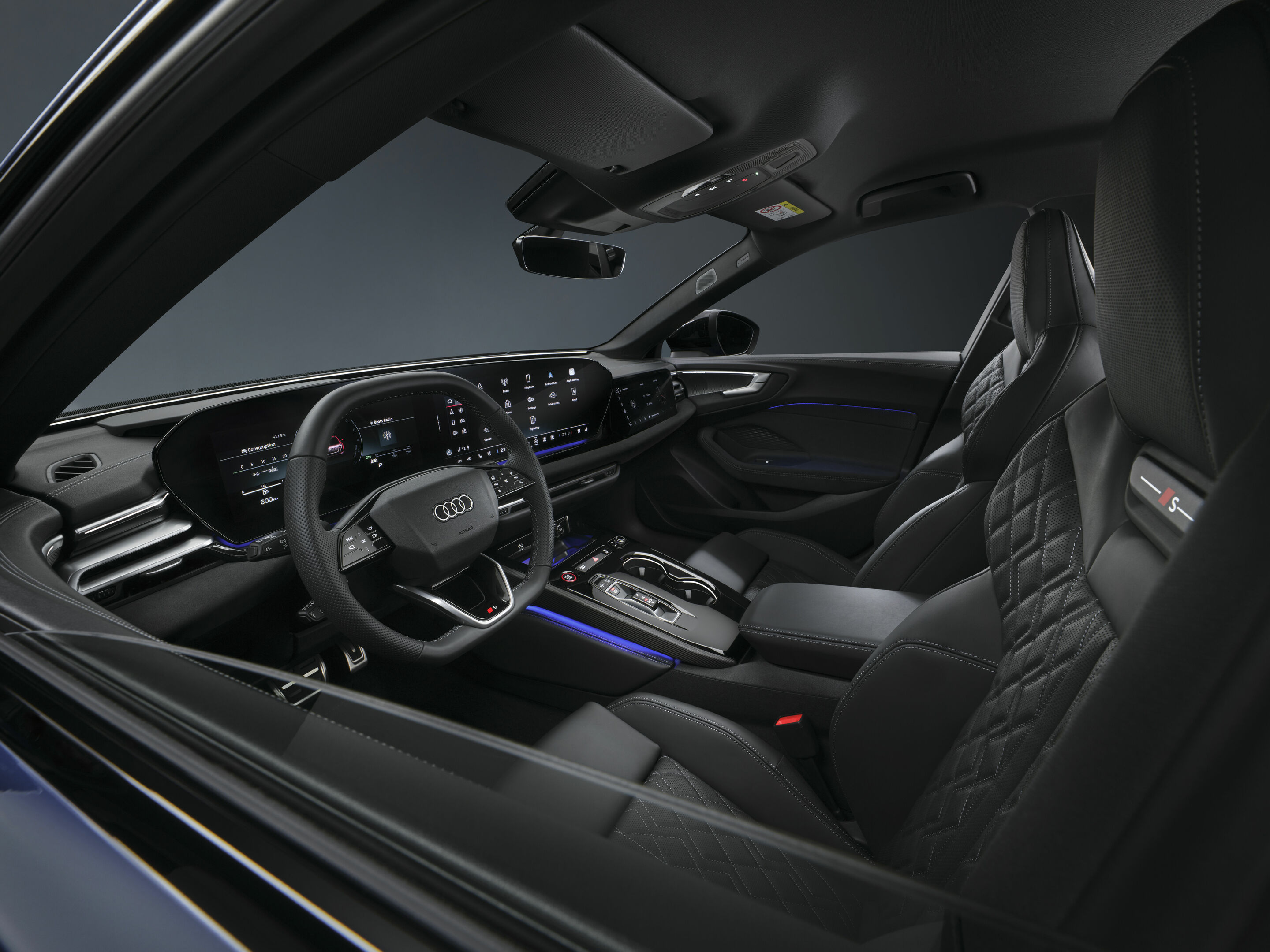 Audi S5 Limousine - Innenraum,
Farbe: Ascariblau Metallic