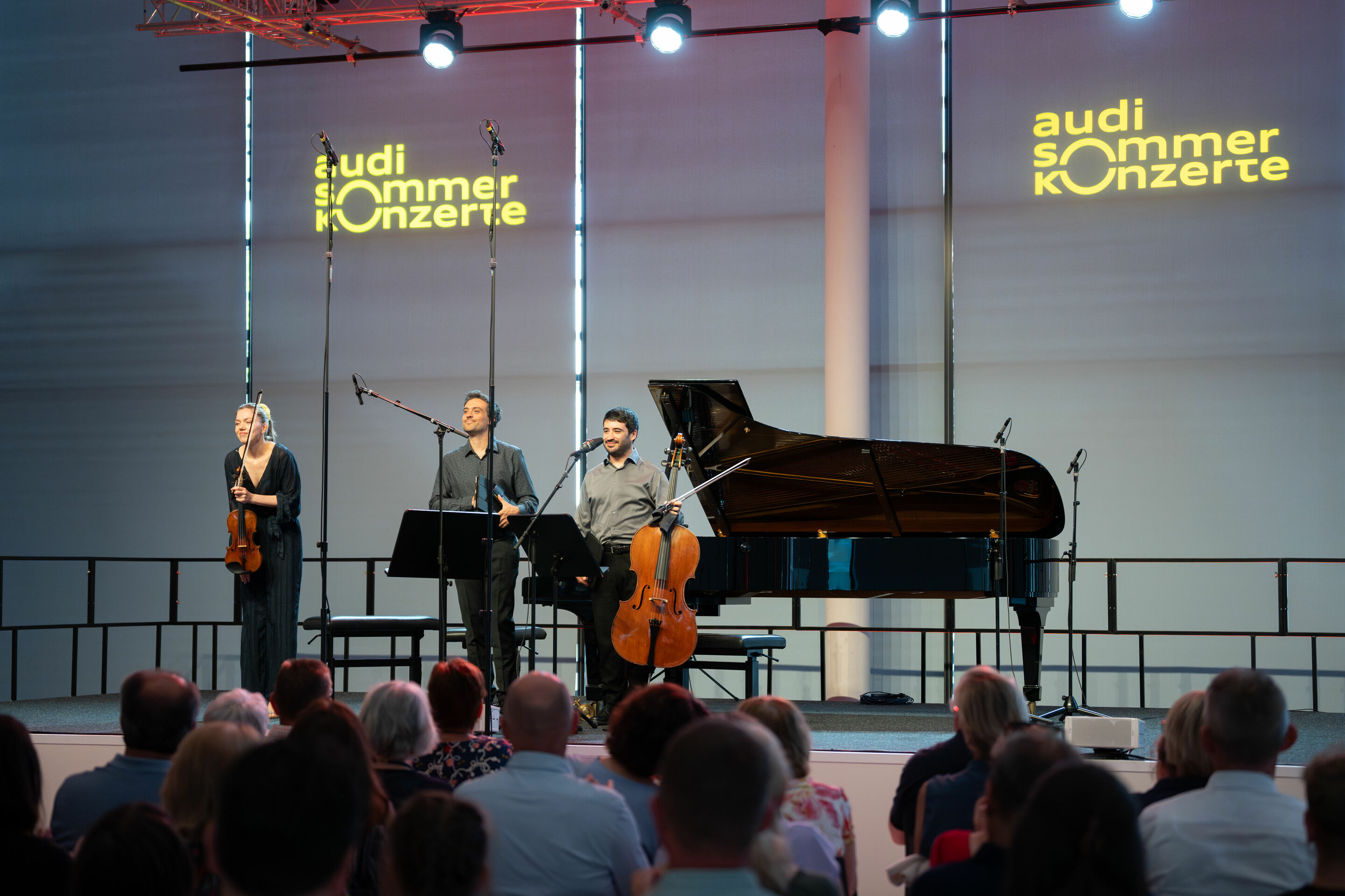 Audi Summer Concerts 2024 - Trio Orelon, winner of the ARD Music Competition 2023: Judith Stapf, violin, Marco Sanna, piano, and Arnau Rovira i Bascompte, cello