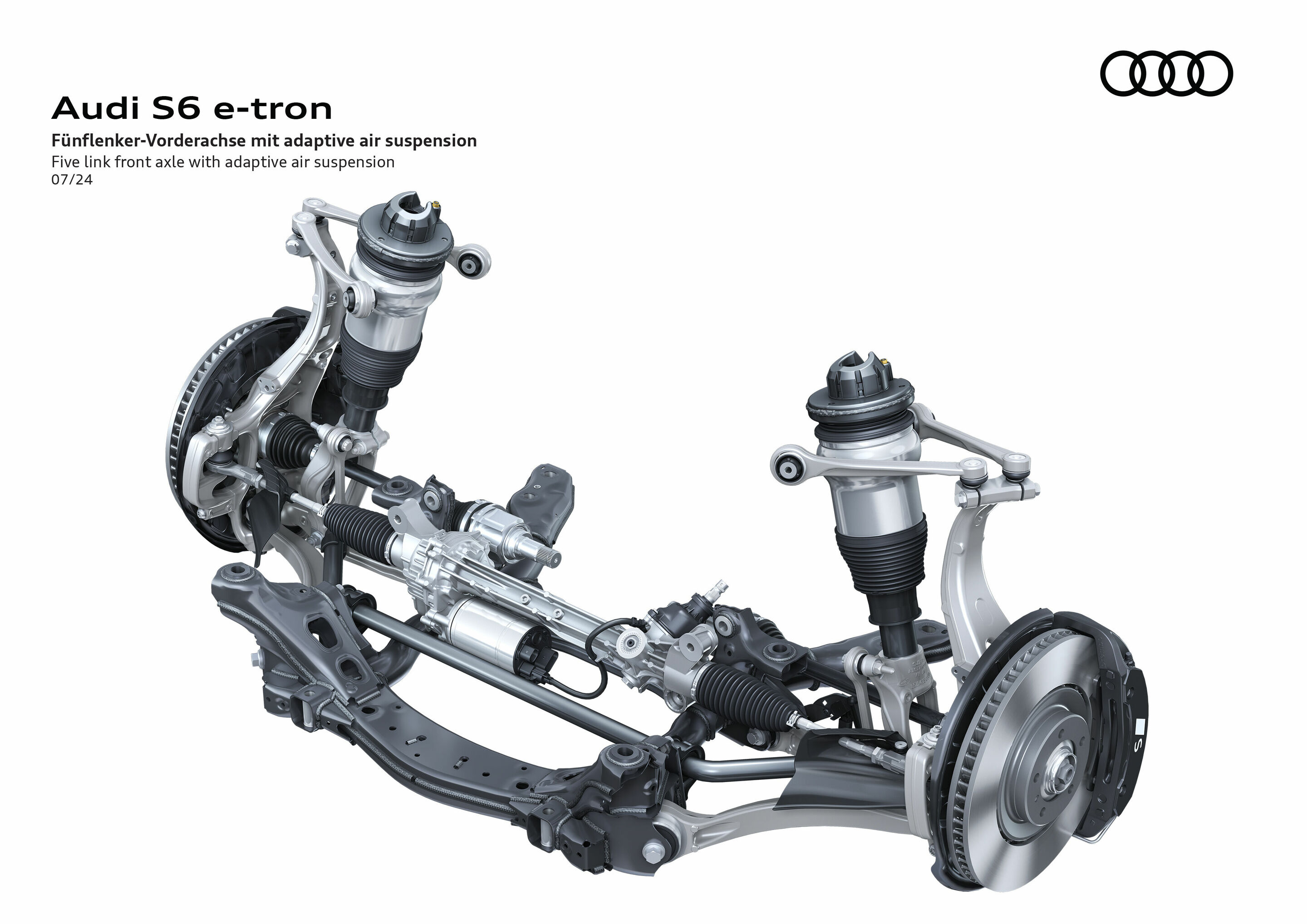 Illustration - Audi S6 e-tron - Five link front axle with adaptive air suspension