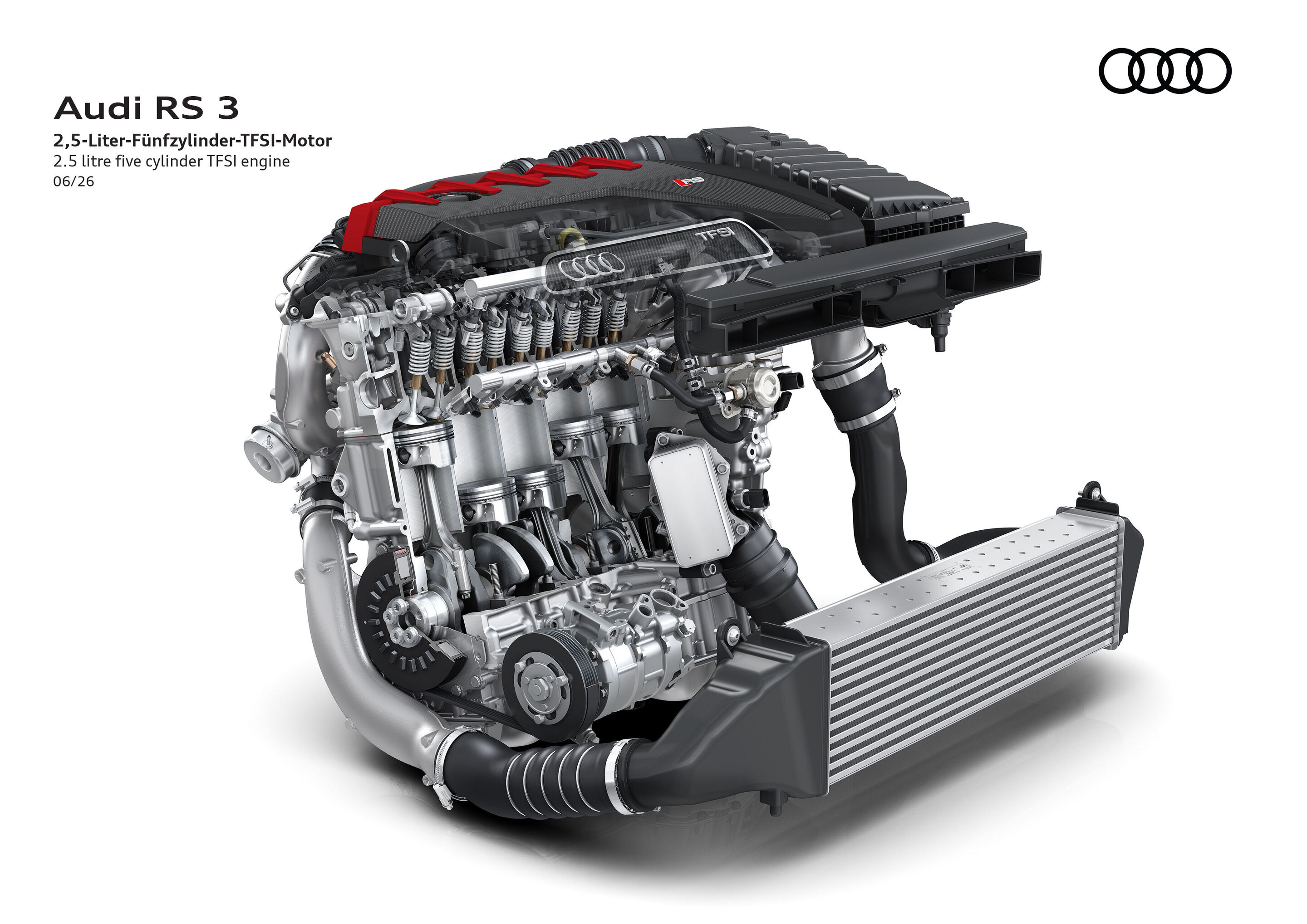 Illustration - Audi RS 3 - 50 Jahre Fünfzylinder bei Audi: unverwechselbarer Sound, faszinierende Performance und zahlreiche Erfolge im Motorsport