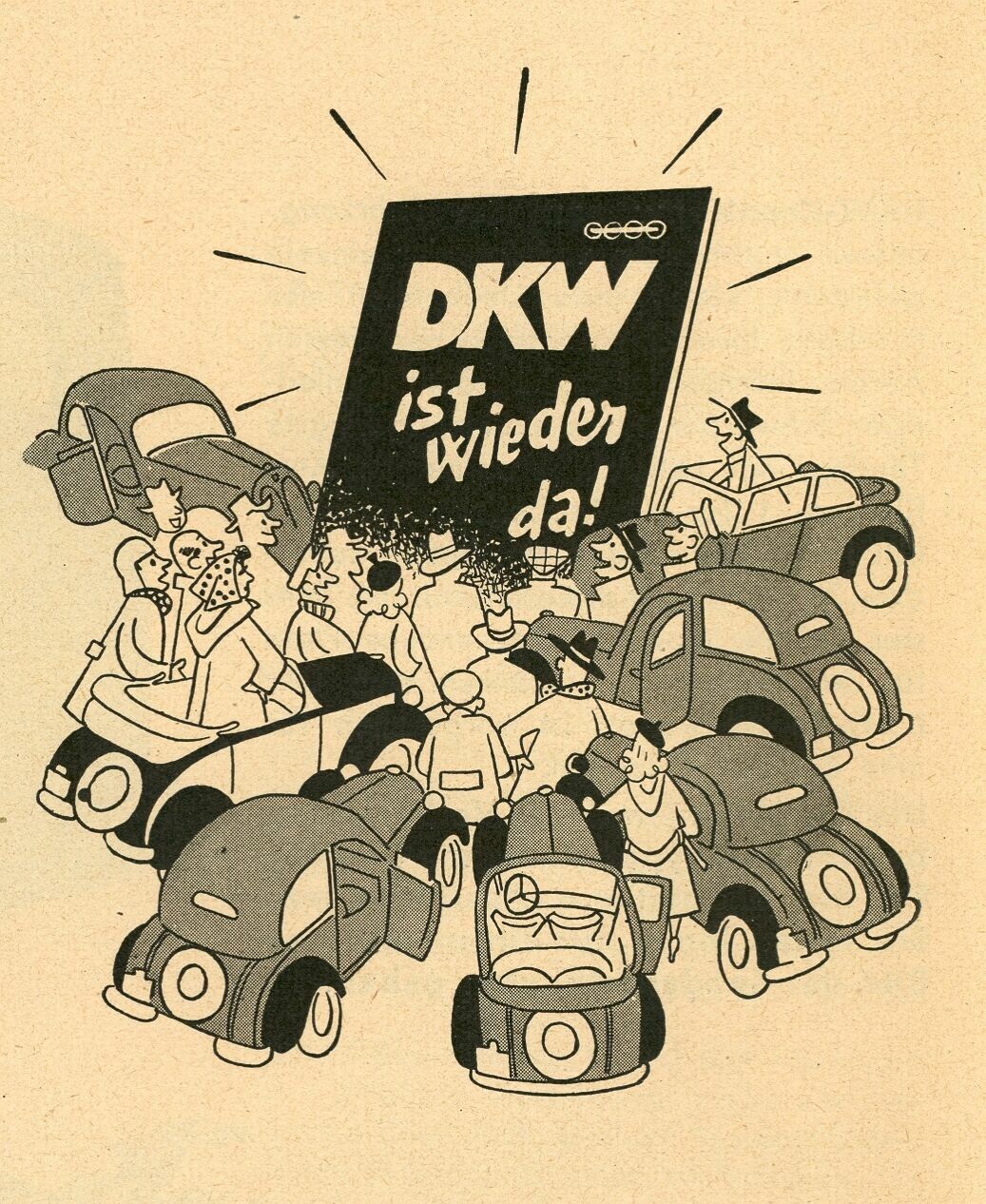 Neubeginn vor 75 Jahren - Der 3. September 1949 markiert ein wichtiges Datum in der Unternehmensgeschichte von Audi: In Ingolstadt wird die Auto Union GmbH gegründet. Hier ein Werbeplakat aus dem Jahr 1950.