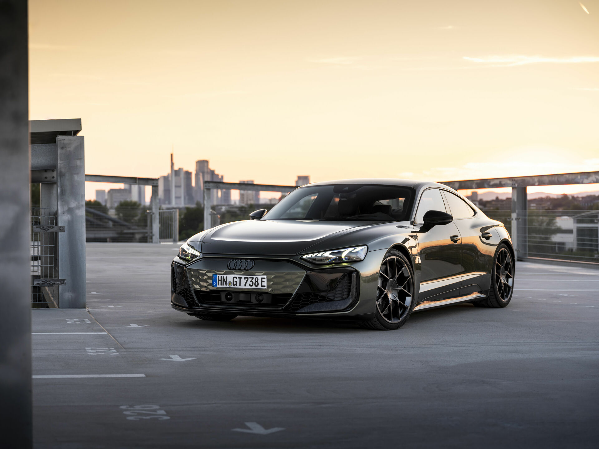 Audi RS e-tron GT performance in a front three-quarter view, Audi's fully electric RS performance flagship