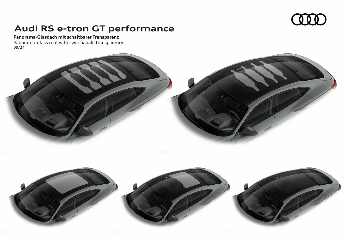 Audi RS e-tron GT performance, Illustration - Audi RS e-tron GT performance - Panoramic glass roof with switchabale transparency