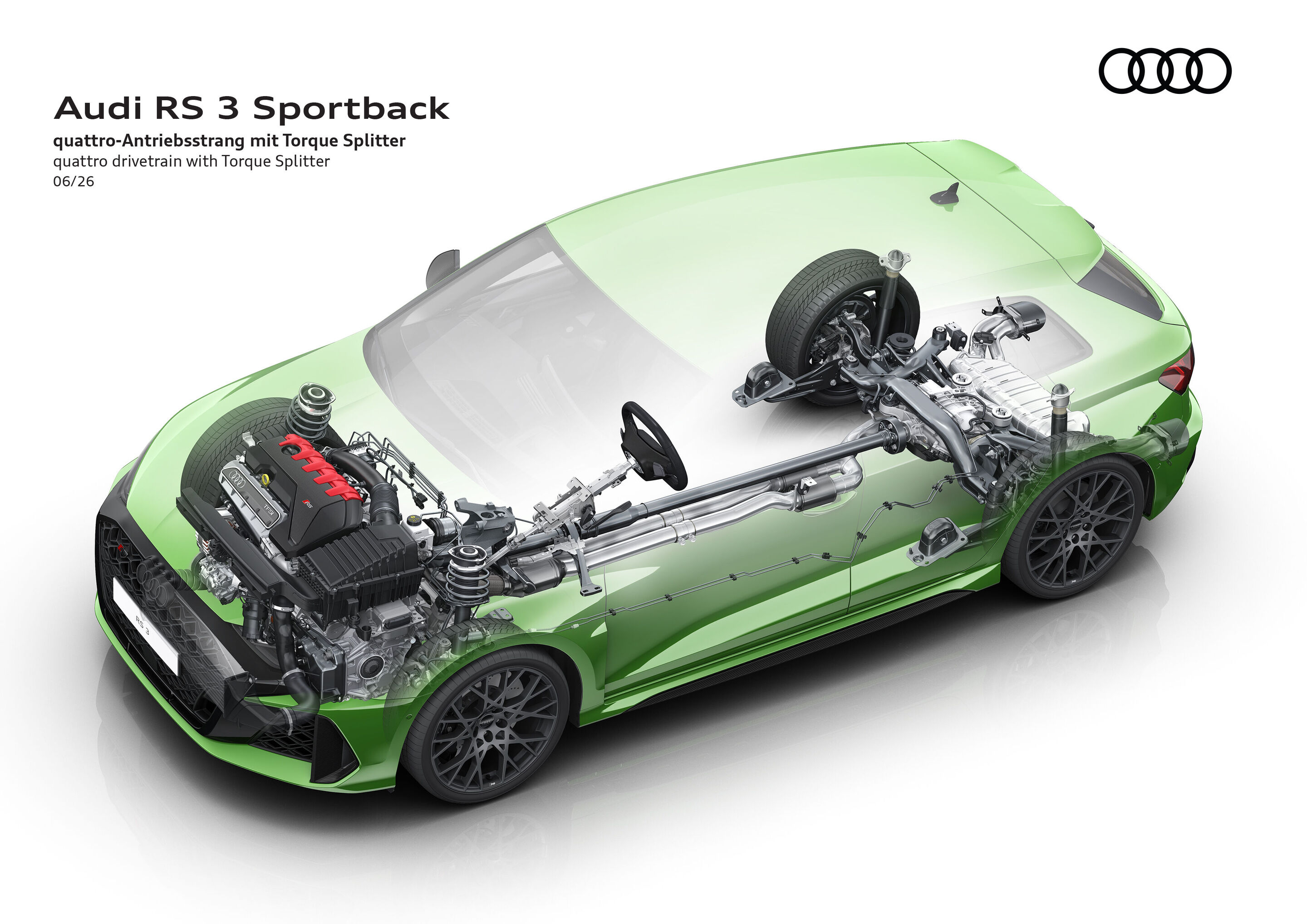 Illustration - Audi RS 3 Sportback - quattro-Antriebsstrang mit Torque Splitter
