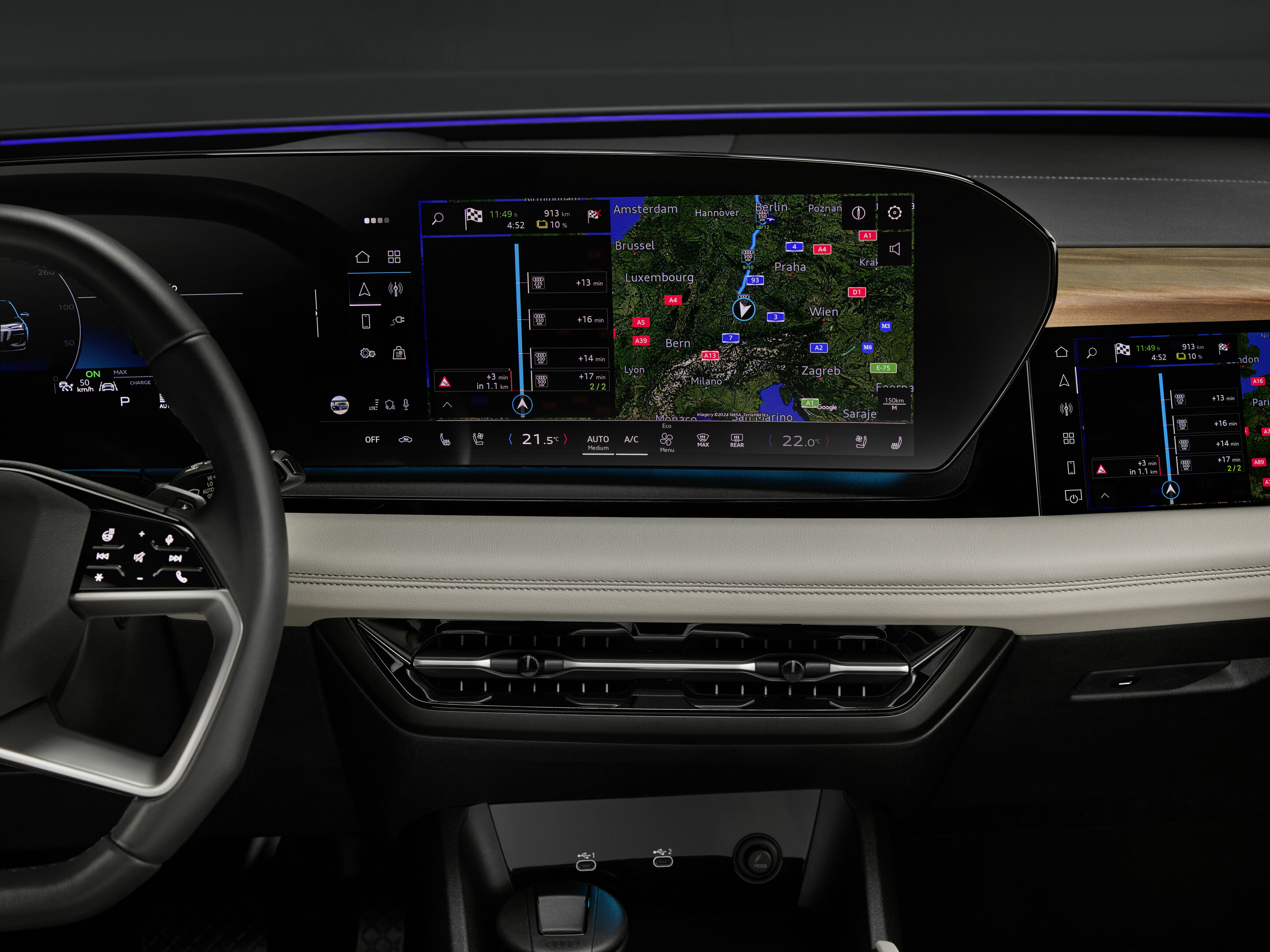 Audi e-tron route planner - The intelligent assistant for electric driving has been significantly further developed for all models on the Premium Platform Electric (PPE). Users receive basic information such as charging power or charging connections and...