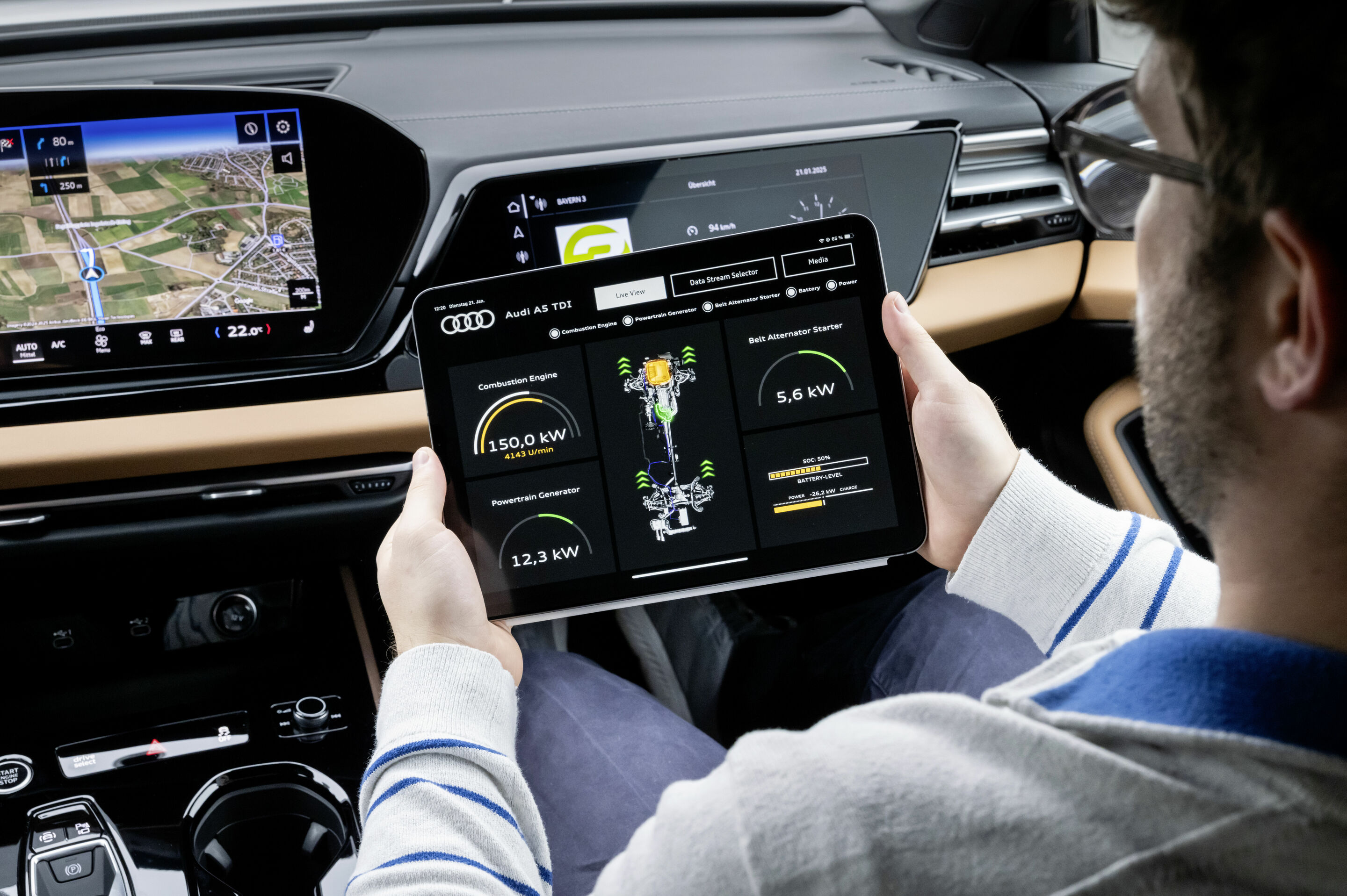 MHEV plus: die nächste Generation der Hybridisierung bei Audi - MHEV plus mit Triebstranggenerator (TSG) sorgt mit elektrischen Fahranteilen für noch mehr Effizienz