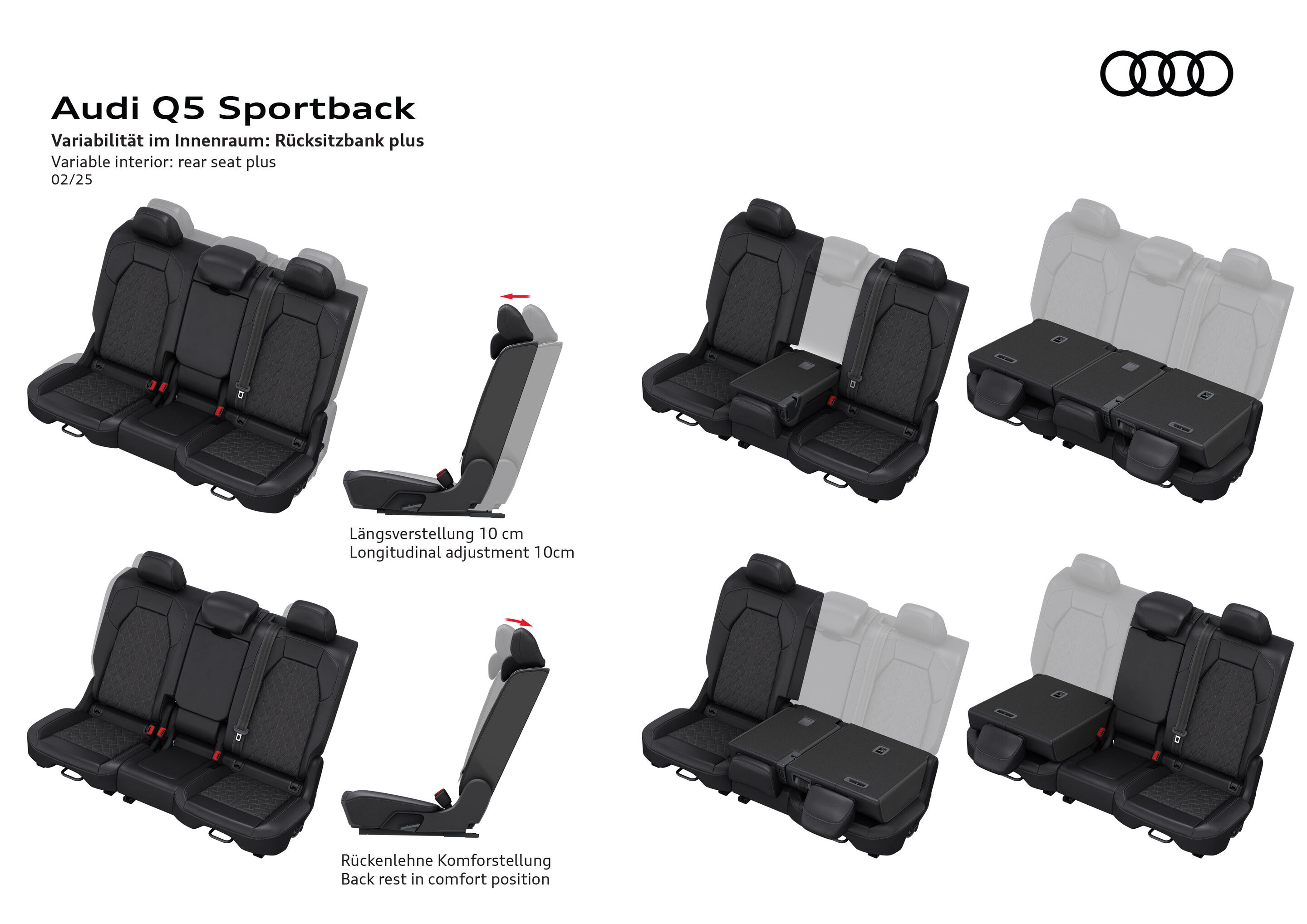 Illustration - Audi Q5 Sportback - Variabilität im Innenraum: Rücksitzbank plus