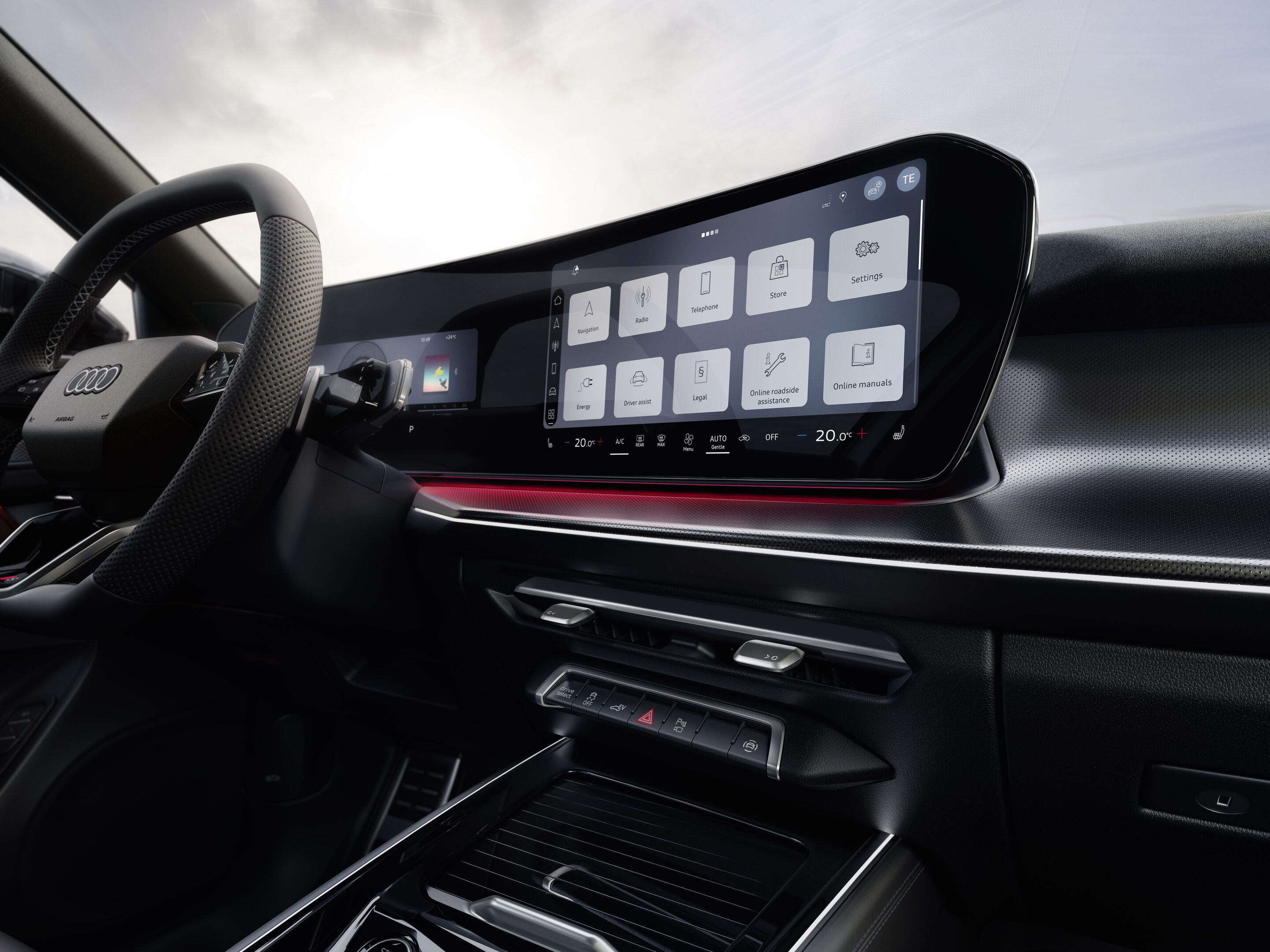 Audi Q3 Sportback - Madeirabraun Polarmatteffekt, Standaufnahme, Interieur, Detailansicht MMI Touchdisplay