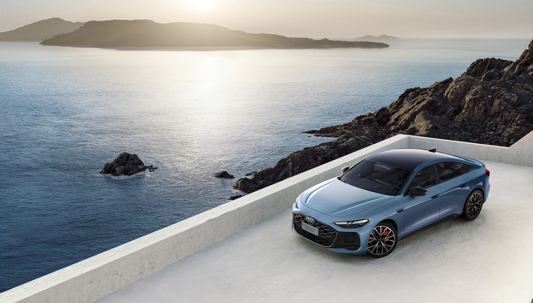 Audi A5L Sportback - Audi A5L Sportback, outdoor stand shot, exterior, Three-quarter front view and Bird's-eye view