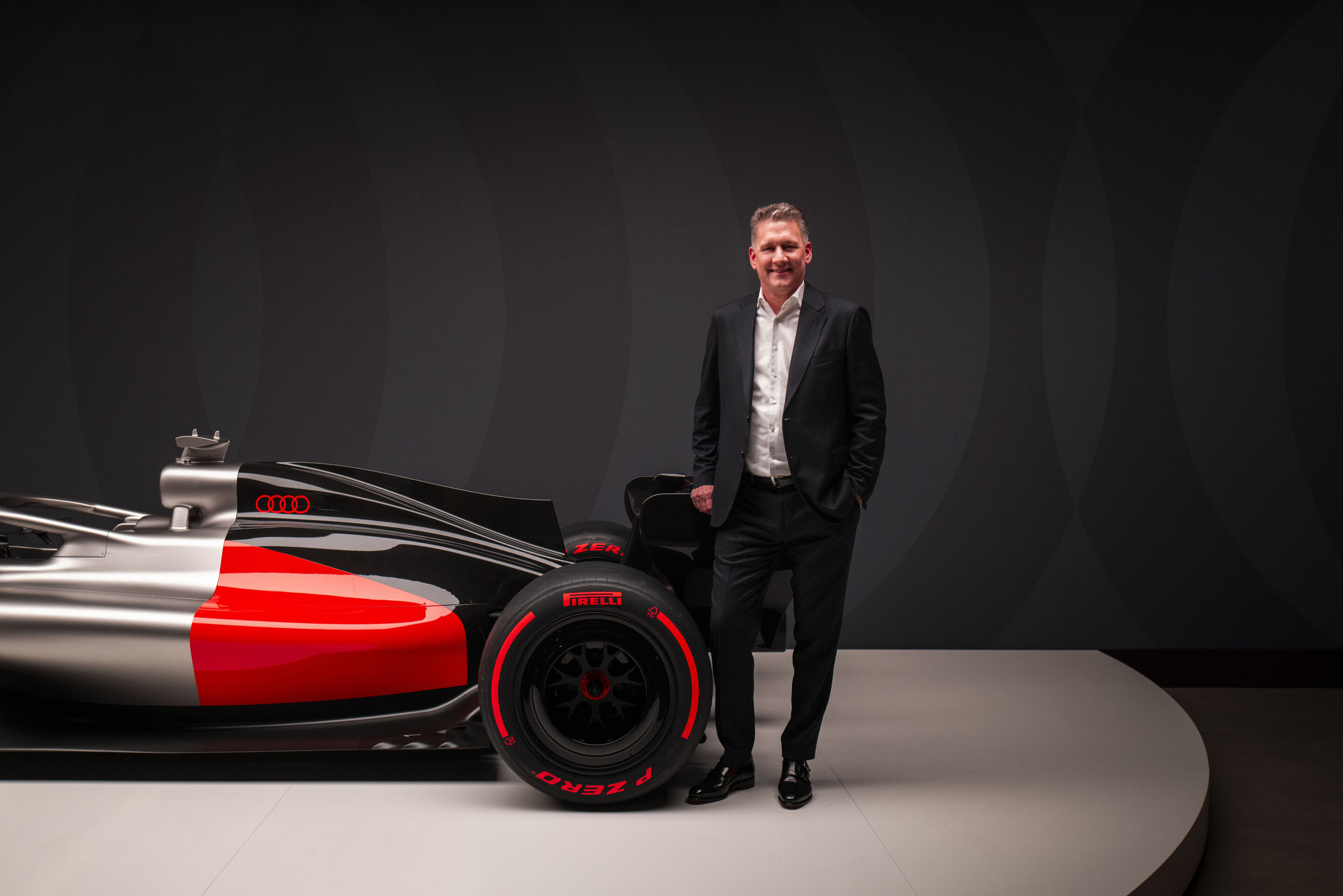 Audi enthüllt Design für die Formel 1 - Audi CEO Gernot Döllner beim Reveal-Event „Audi One“ in München, 12. November 2025