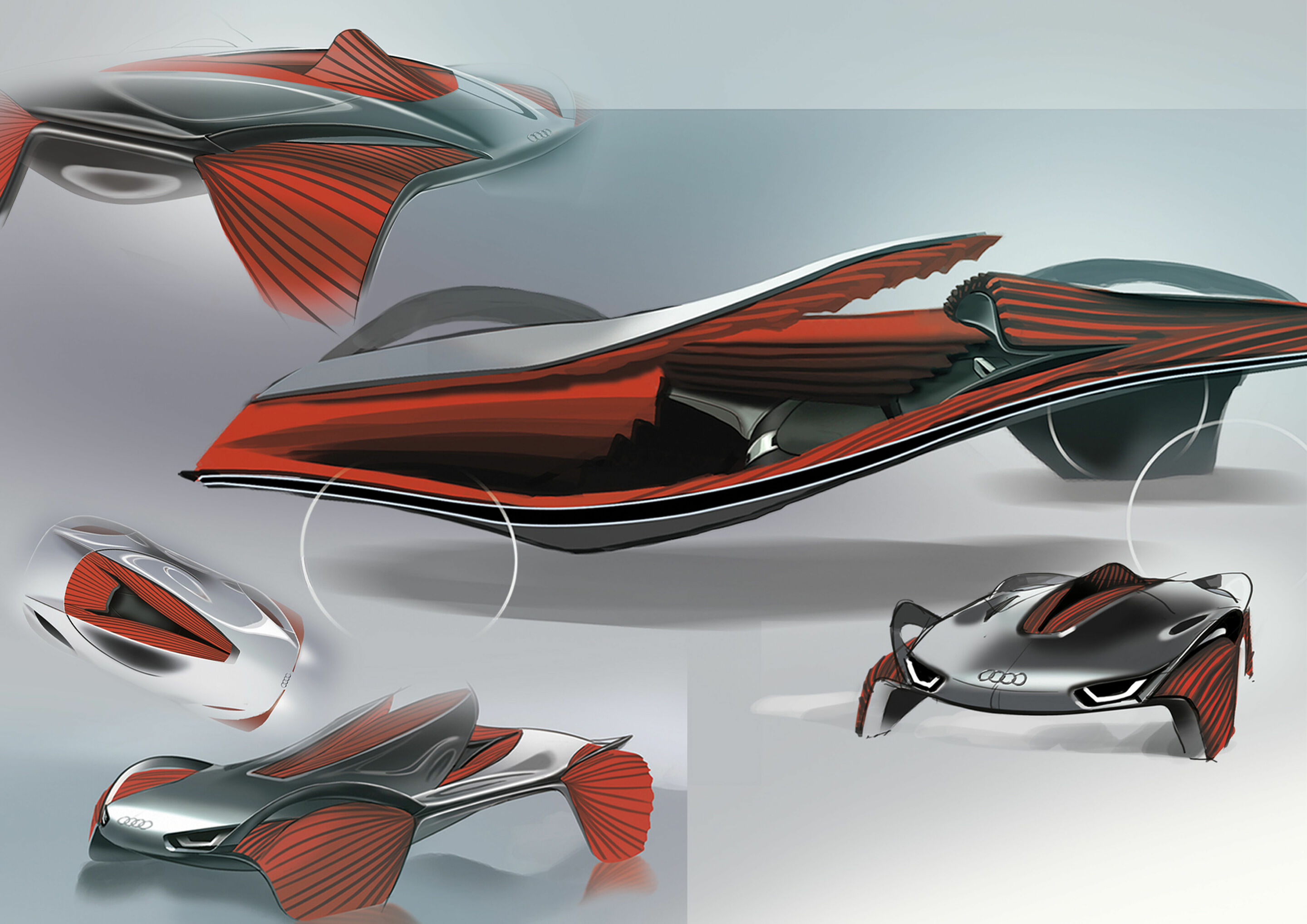 Sketch - Audi Hosts Design Universities - Sketches by students Shihan Pi and Yjing Zhang from the Royal College of Art in London for their “Epiphany” design for the college’s cooperative project with Audi.