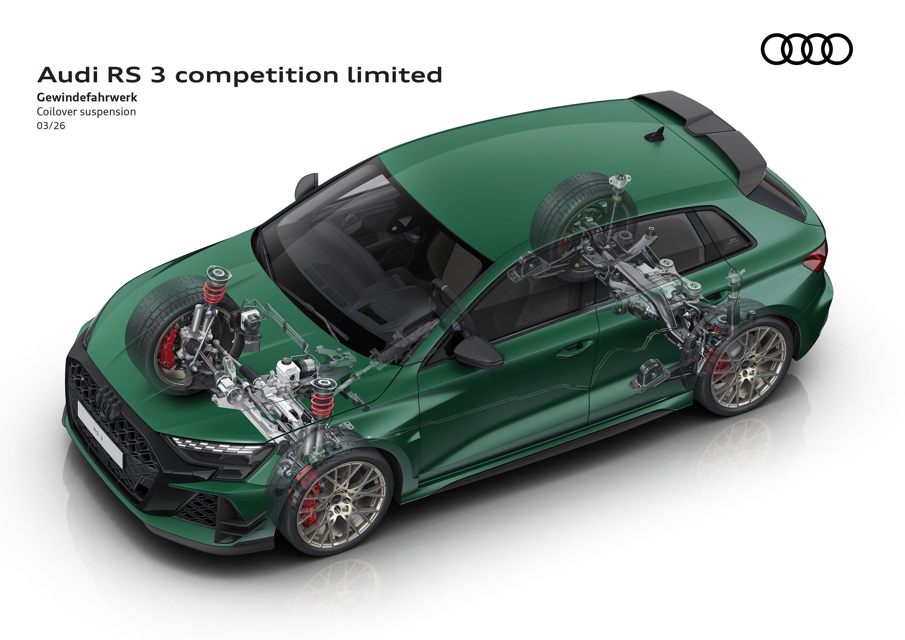 Illustration - Audi RS 3 competition limited - Das Gewindefahrwerk wurde spezifisch für den RS 3 competition limited konstruiert und abgestimmt.