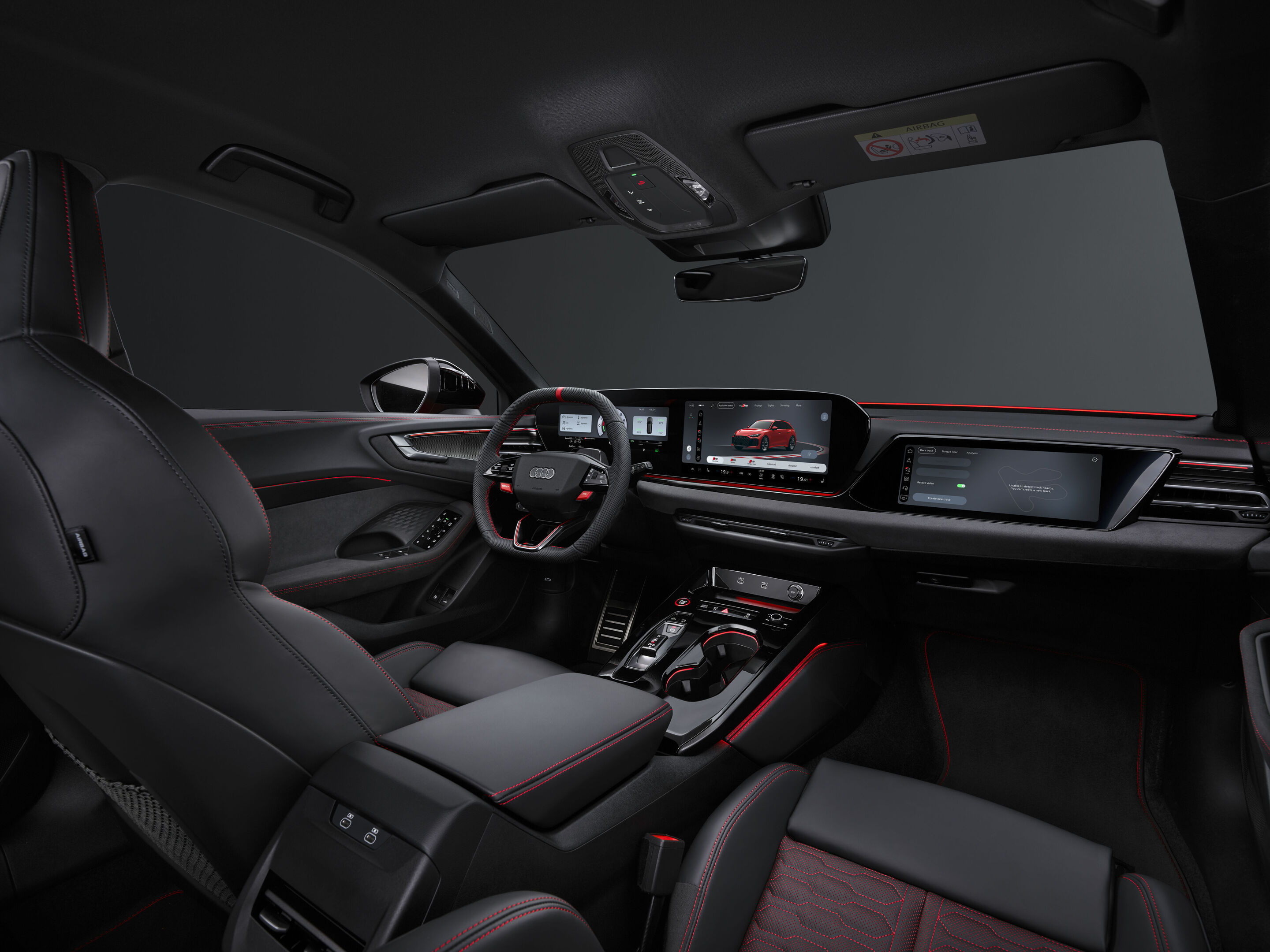 Audi RS 5 Avant - Progressivrot Metallic, Indoor-Standaufnahme, Interieur