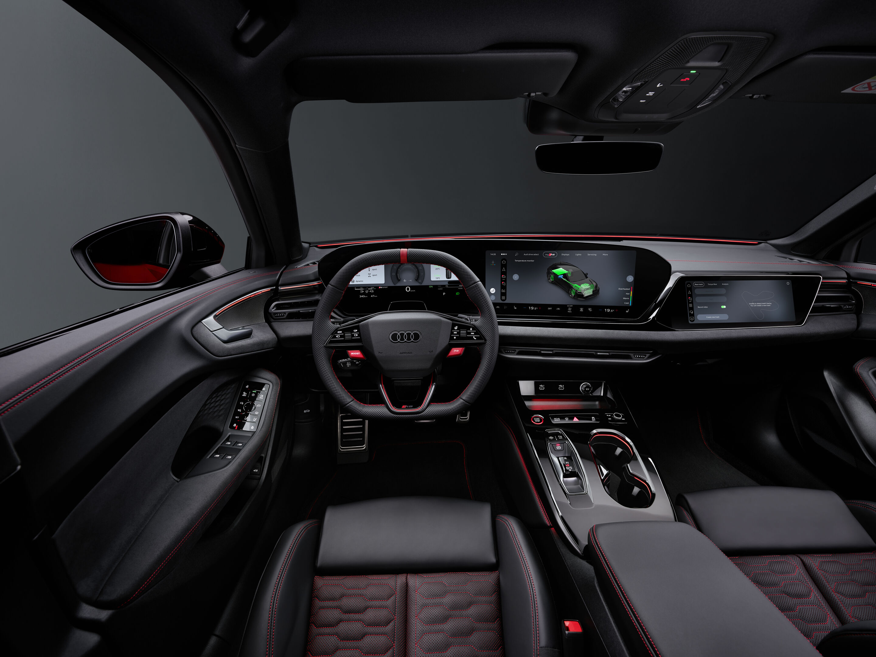 Audi RS 5 Avant - Progressivrot Metallic, Indoor-Standaufnahme, Interieur