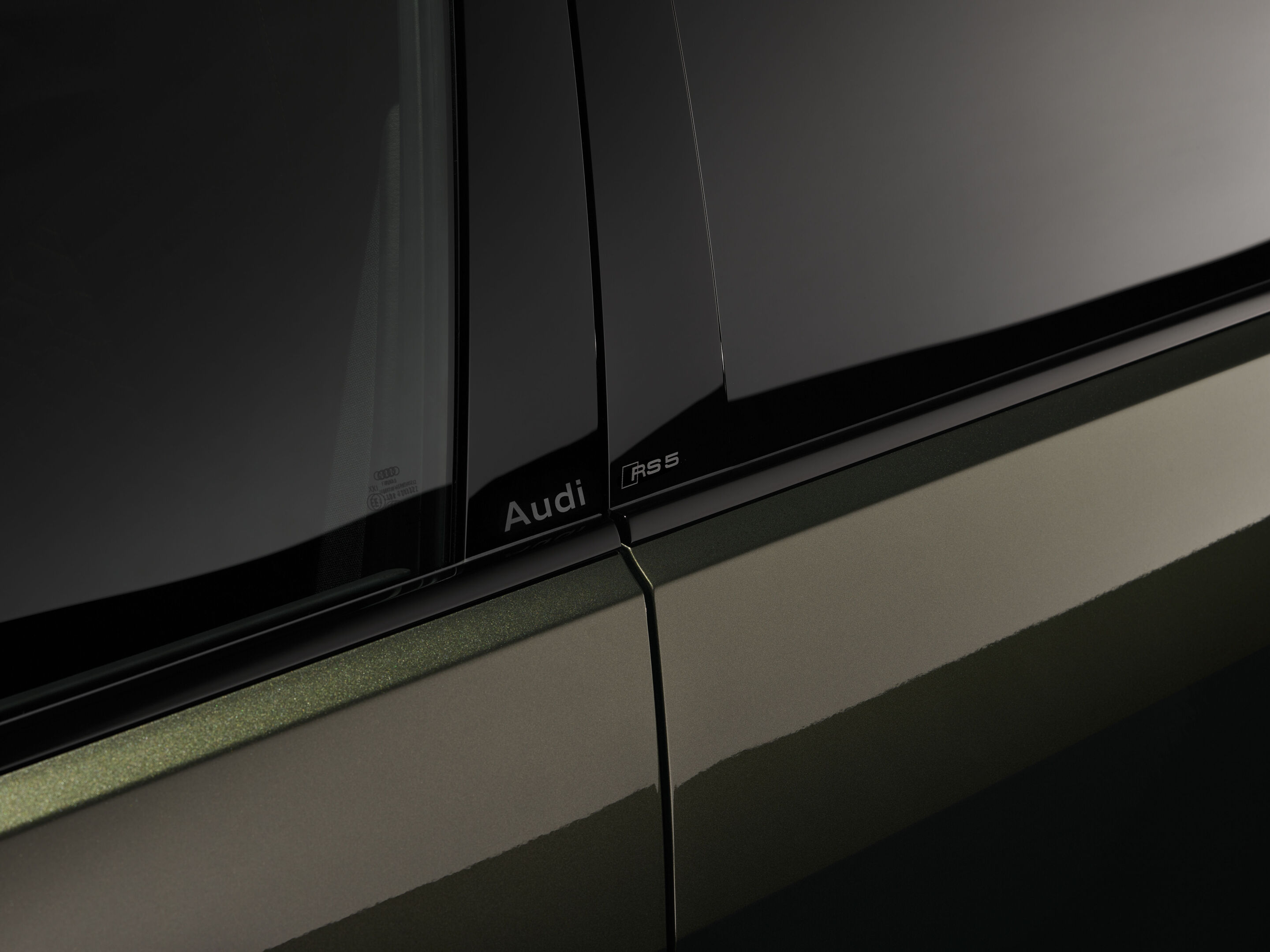 Audi RS 5 Sedan - Bedford green metallic, indoor static photo, exterior, detailed side view
