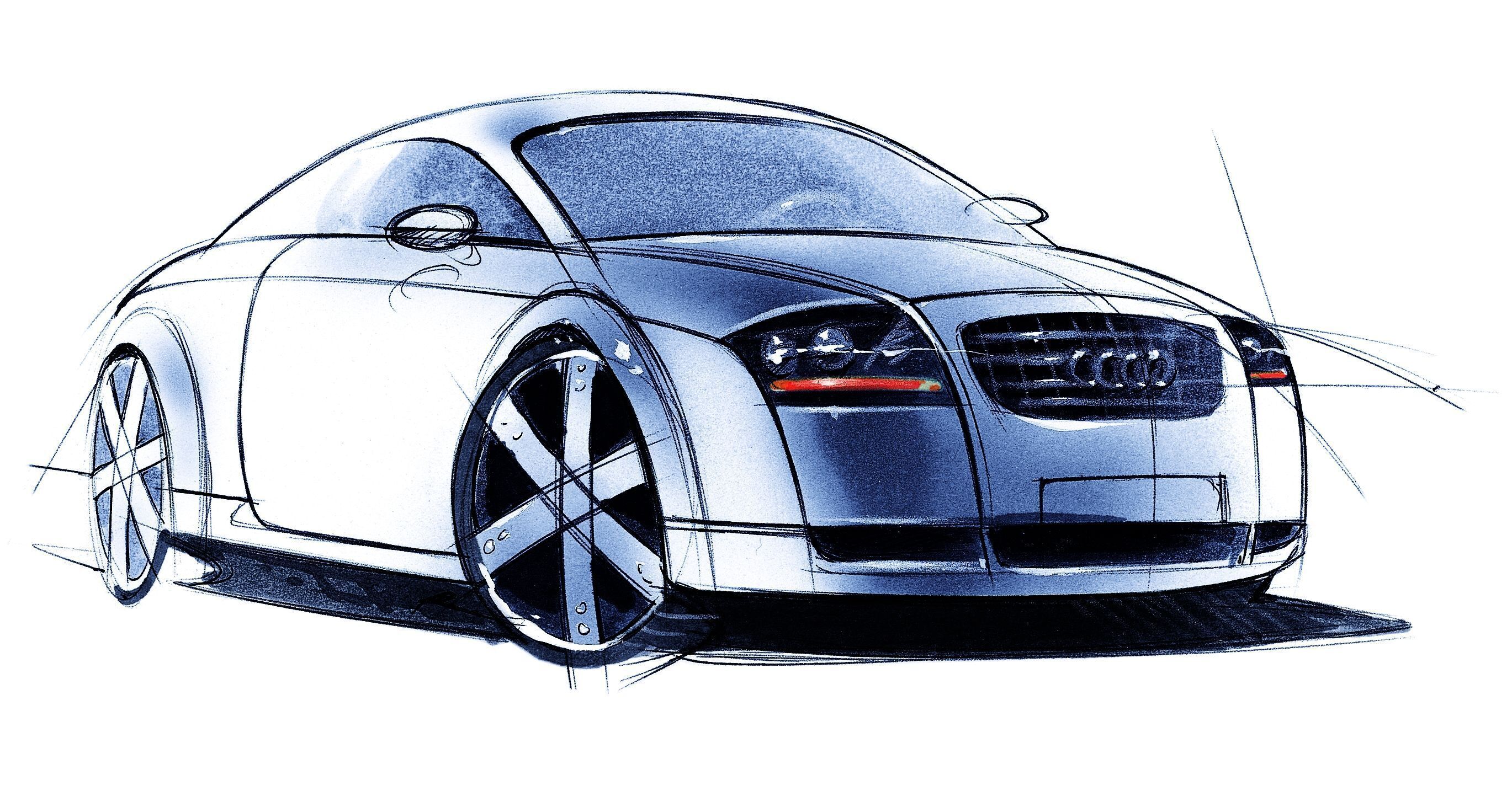Skizze - Audi museum mobile zeigt „Design Legenden“ - Designskizze des Audi TT Showcar von 1995.