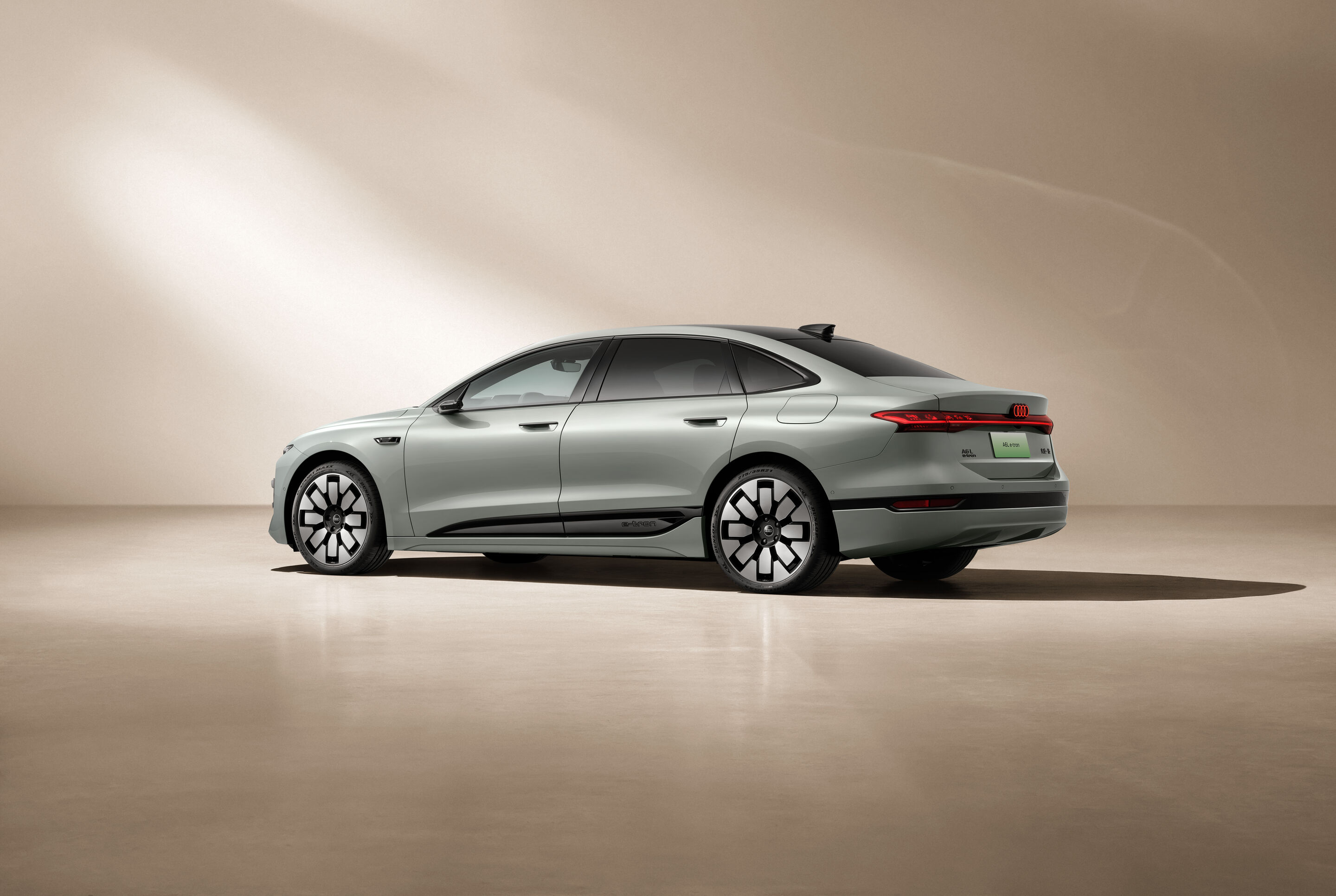 Audi at Auto China 2026 - Audi A6L e-tron, studio static shot, exterior, three-quarter rear view