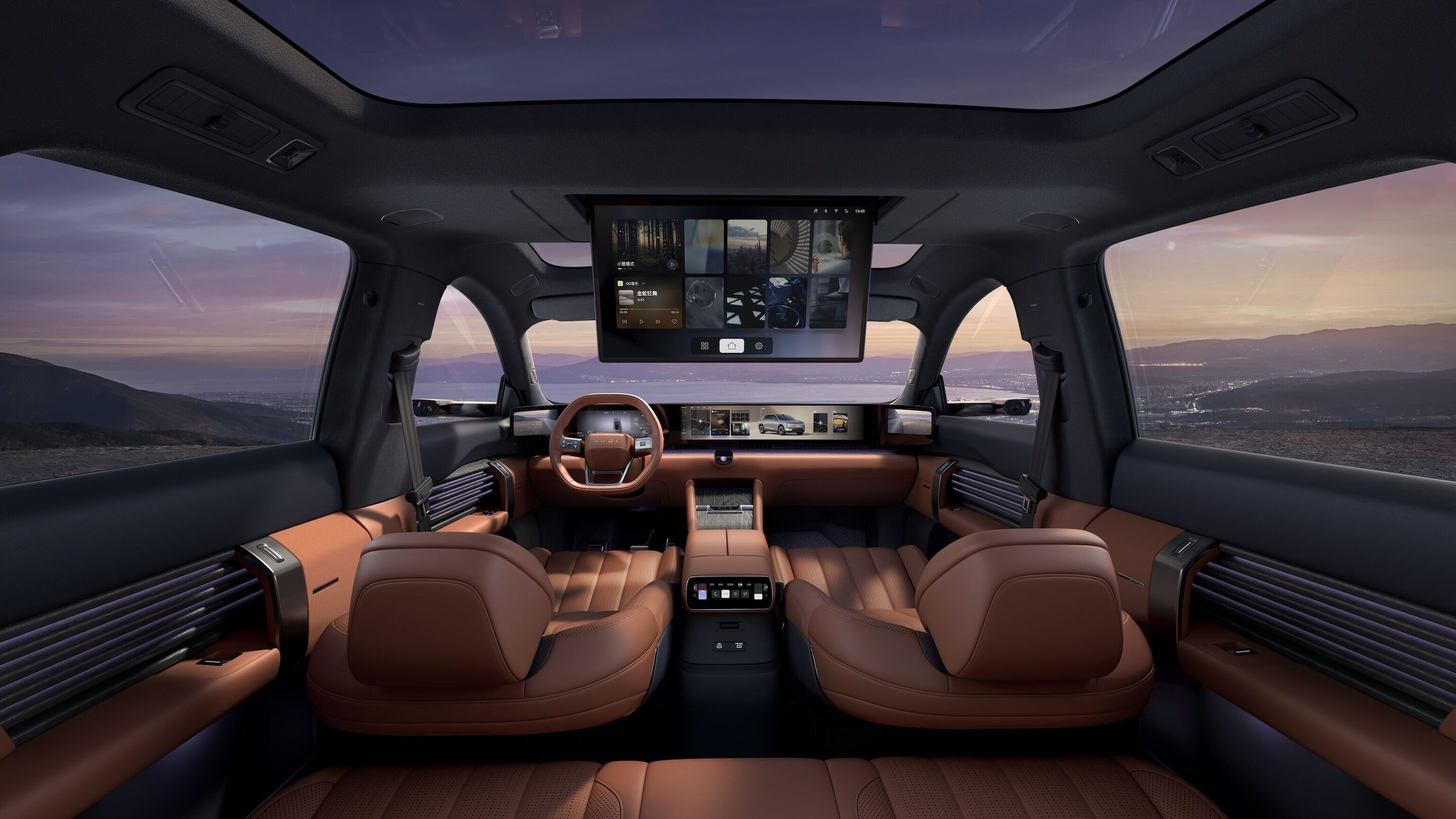 Audi auf der Auto China 2026 - Outdoor-Standaufnahme, Interieur des Audi E7X