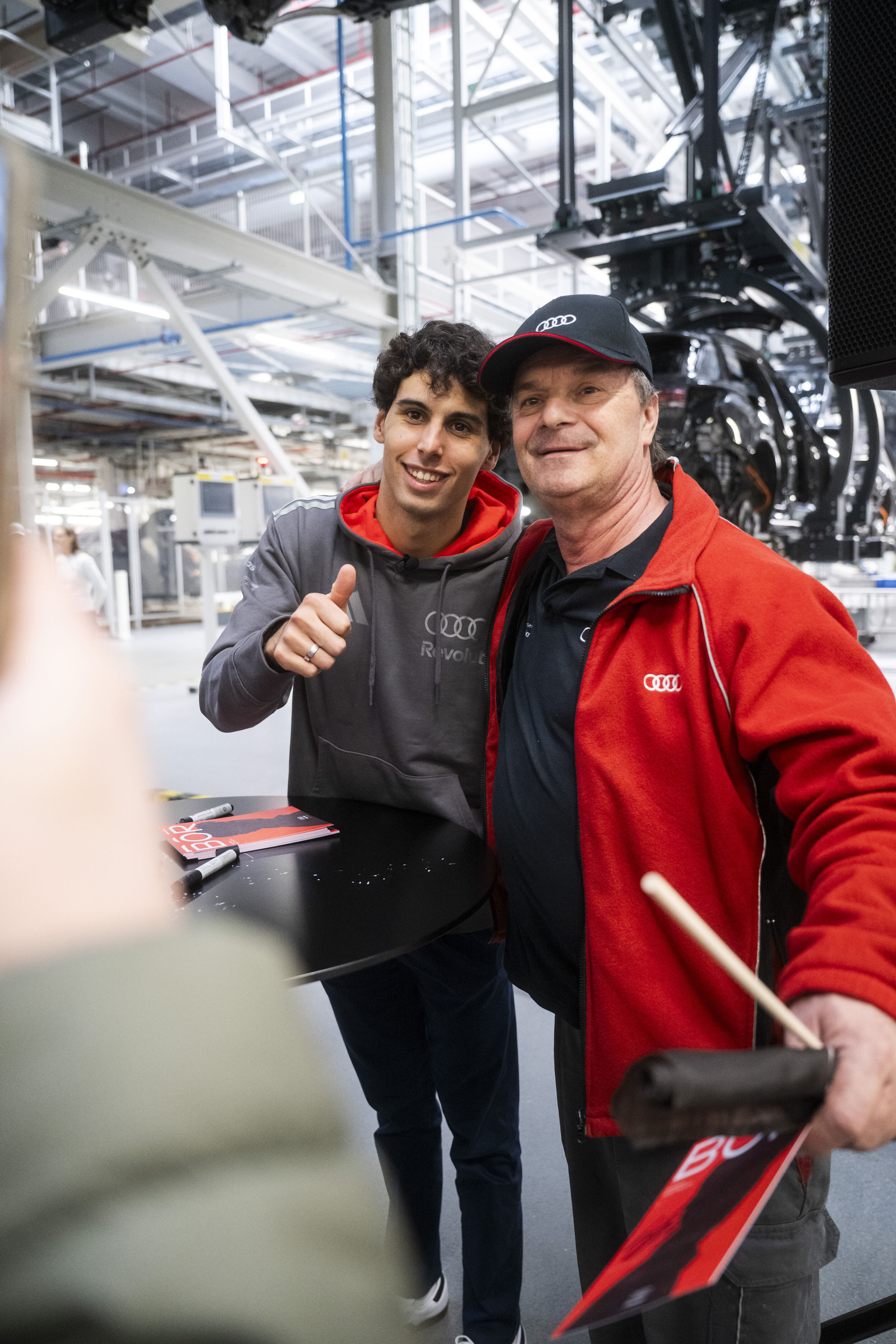 Audi F1 driver Gabriel Bortoleto visits Ingolstadt - Gabriel Bortoleto, driver for the Audi Revolut F1 Team, visits the Audi production facility in Ingolstadt