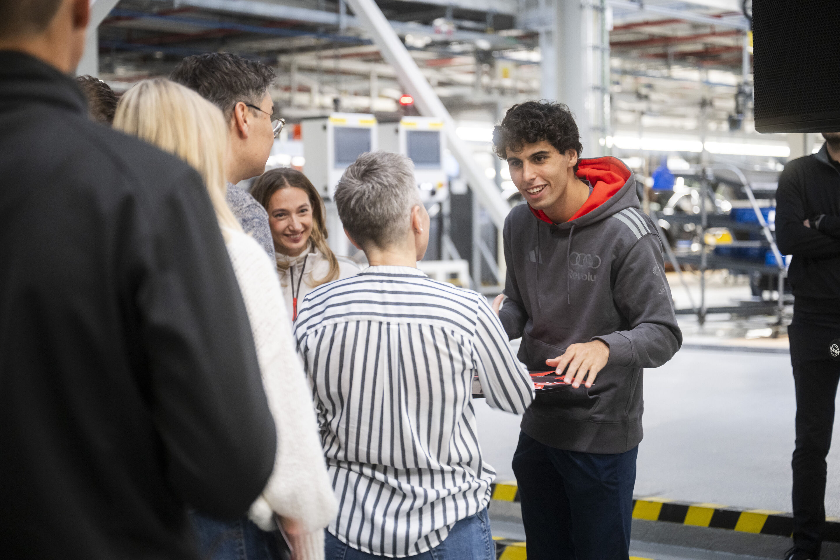 Audi F1 driver Gabriel Bortoleto visits Ingolstadt - Gabriel Bortoleto, driver for the Audi Revolut F1 Team, visits the Audi production facility in Ingolstadt