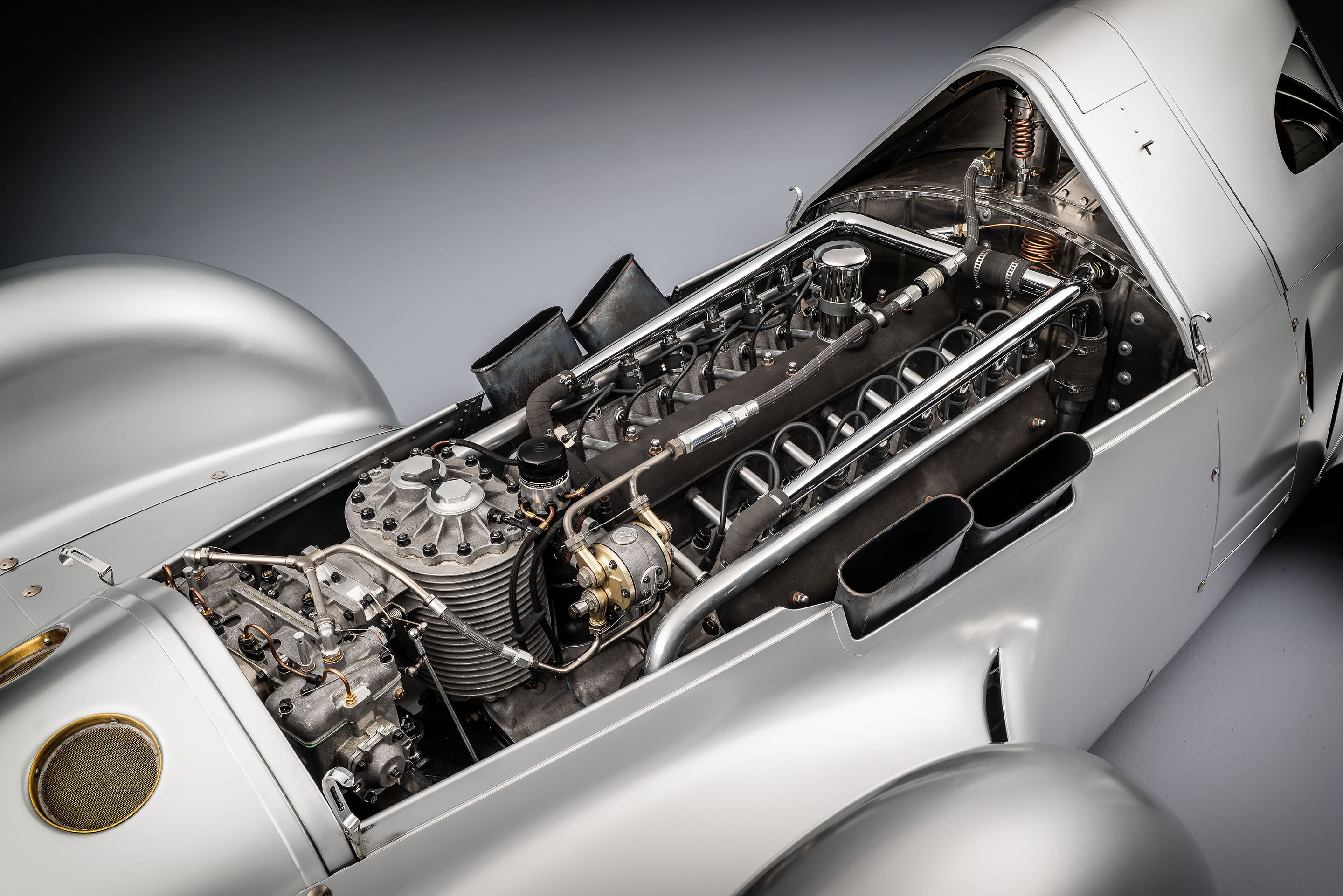 Auto Union Lucca - Audi recreated the Auto Union Lucca. After just over three years of construction, the record-breaking car was completed in early 2026. 
Detail: 16-cylinder-engine with supercharger.