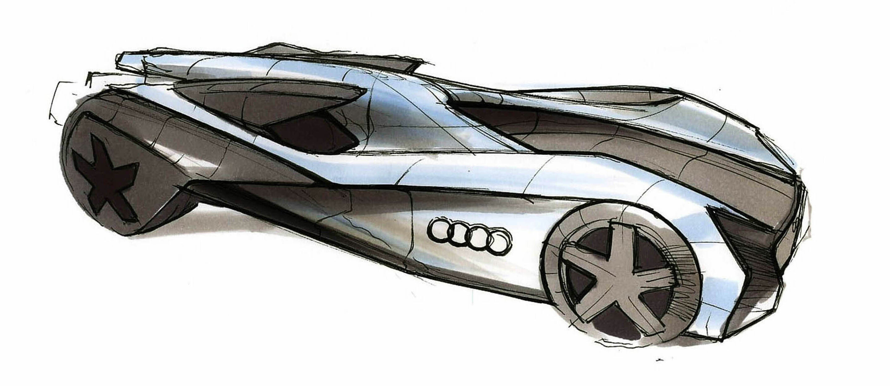 Skizze - Hochschulen zu Gast bei Audi Design UNIverse - Skizze des Designstudent Pavol Kirnág von der Academy of Fine Arts and Design aus Bratislava zu seinem Projekt „Wood Aerodynamics“ für die Hochschulkooperation mit Audi.
