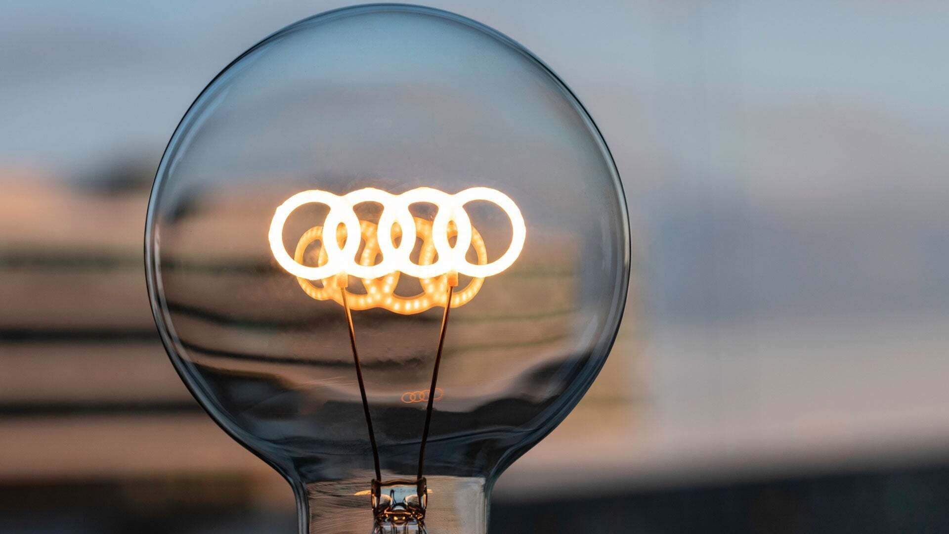 Close-up of a light bulb with the four rings