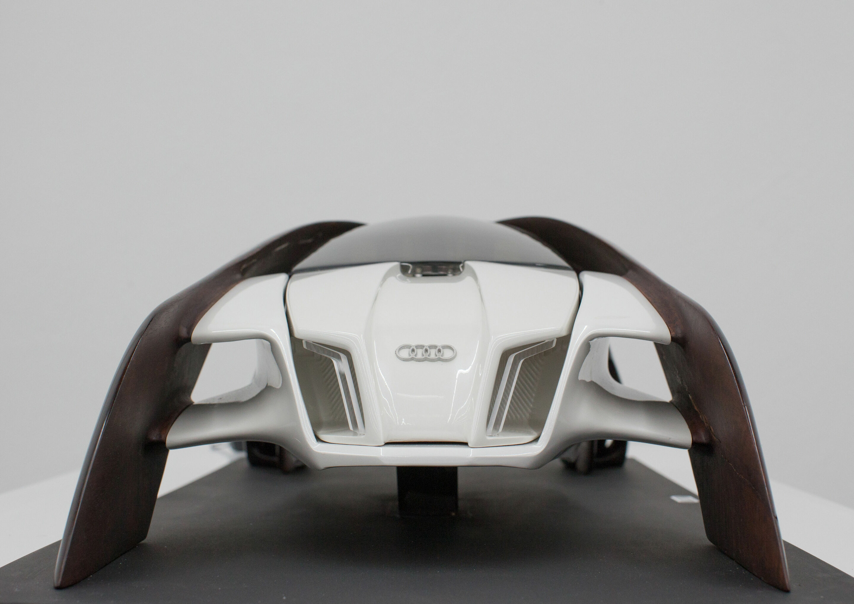 Audi Hosts Design Universities - Model by design student Robert Mucska from the Academy of Fine Arts and Design in Bratislava for his “Wood Aerodynamics” concept for the academy’s cooperative project with Audi.