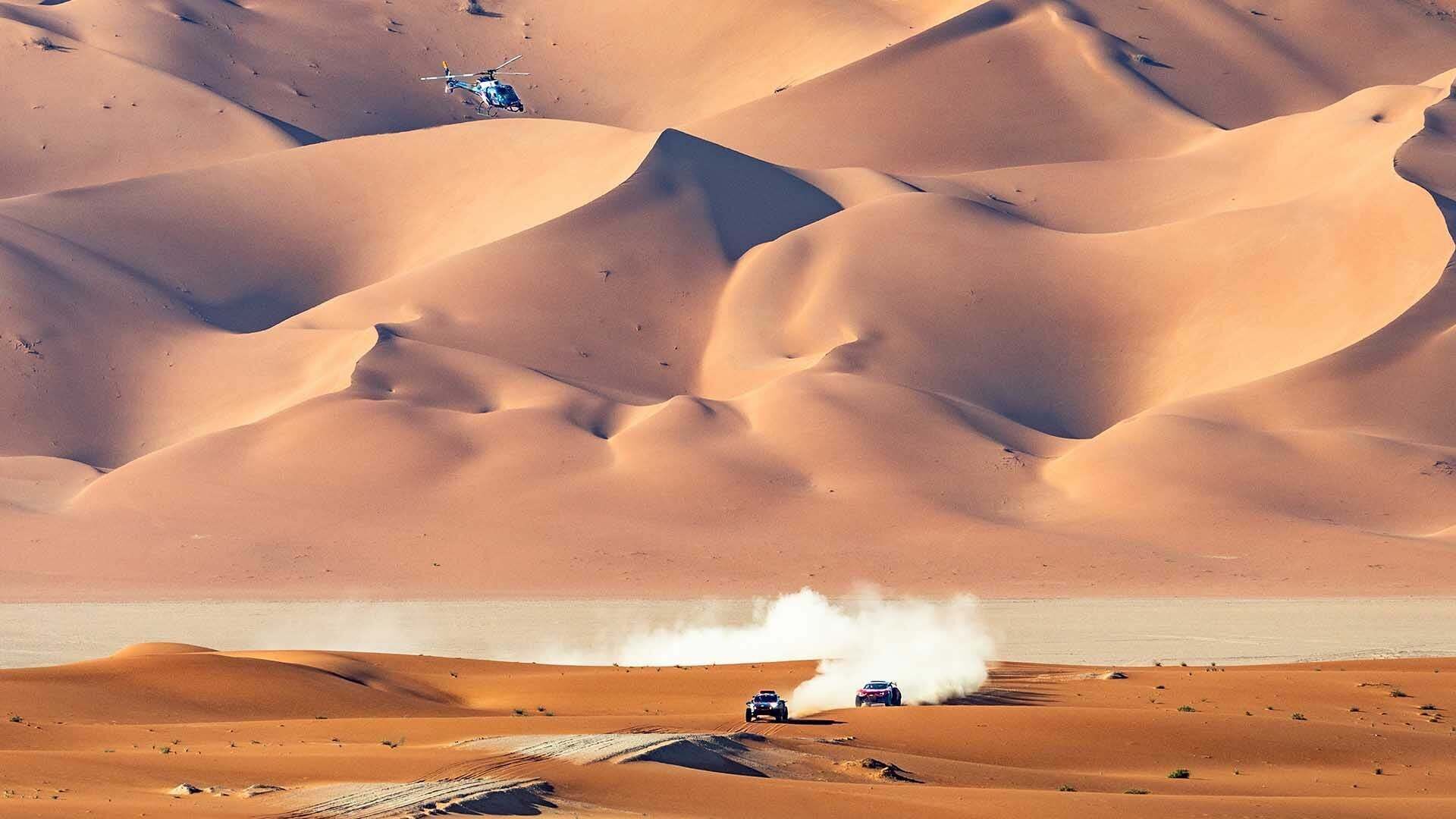 Foto des siegreichen Audi RS Q e-tron bei der Rallye Dakar 2024.