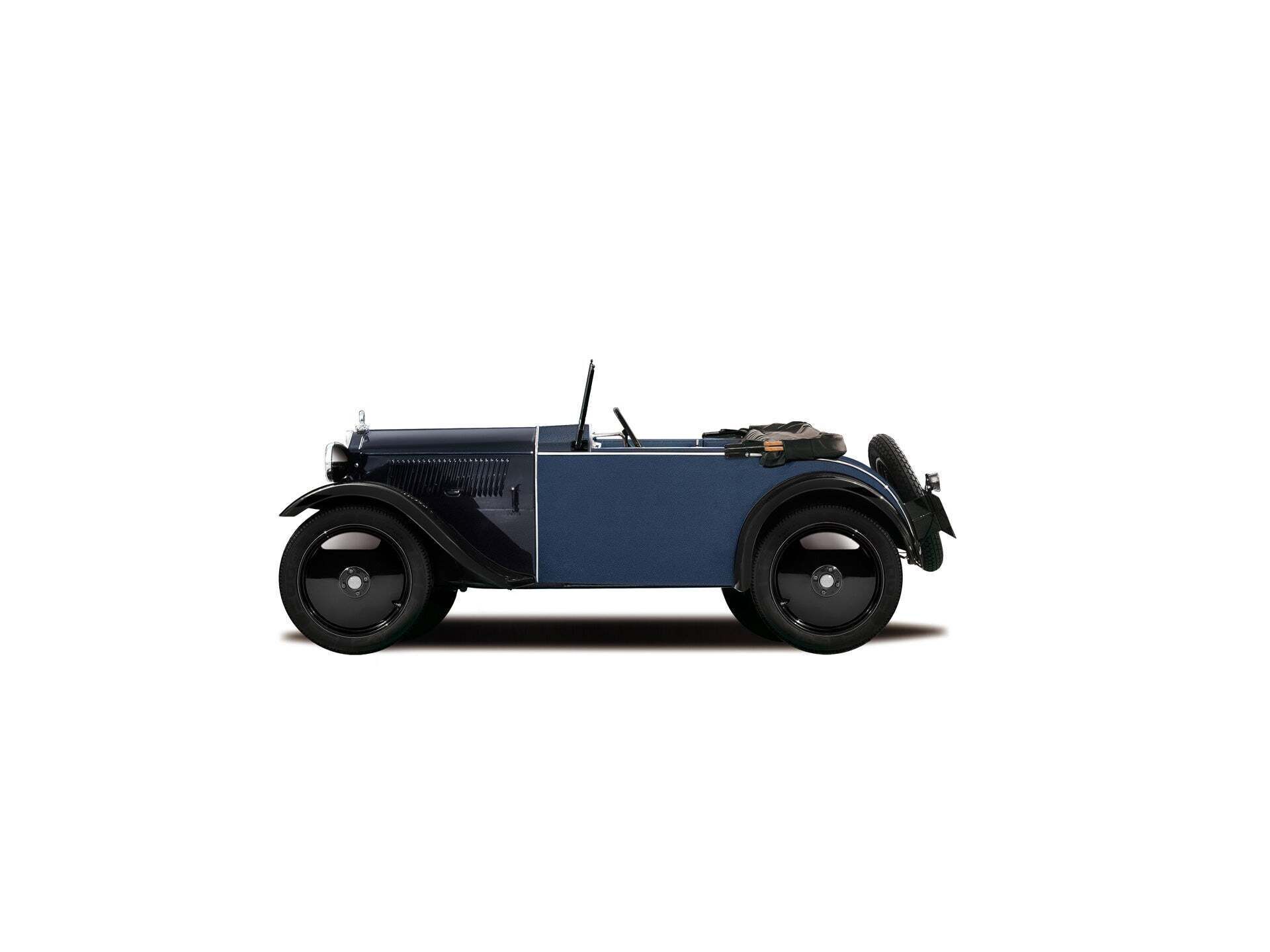 Illustration eines blauen DKW Front F 1 vor weißem Hintergrund