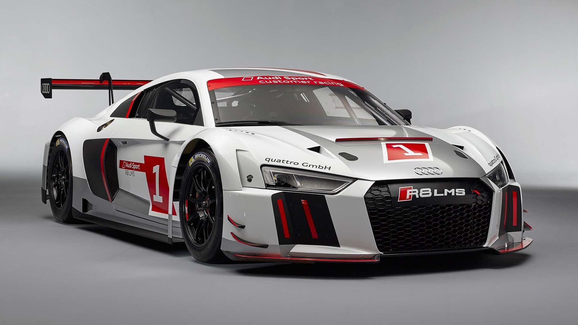 A studio picture showing the Audi R8 LMS GT3 in 2015.